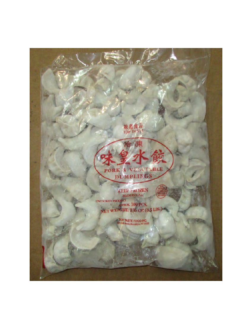 Top Taste Pork and Chicken Dumplings Recalled for Lack of Inspection