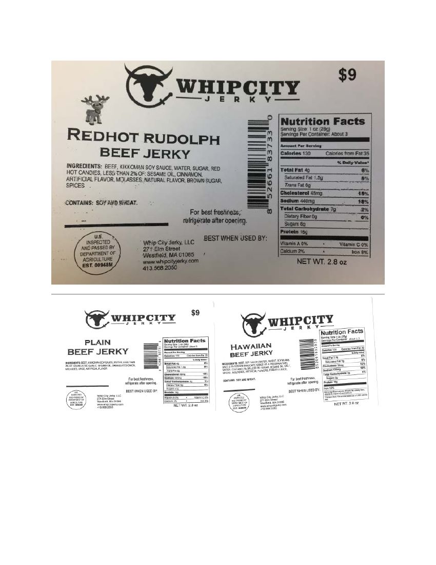 Whip City Jerky Beef Jerky Recalled for Undeclared Milk
