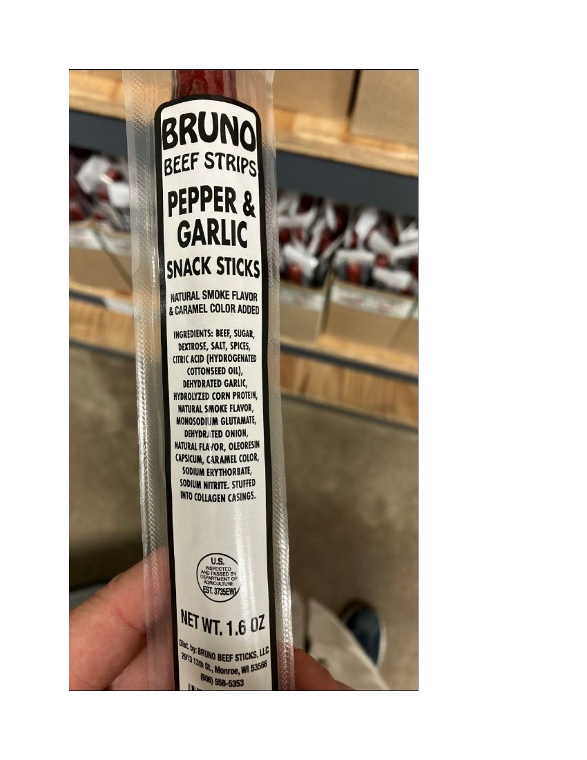 Bruno Beef Strips Pepper & Garlic Recalled for Undeclared Soy