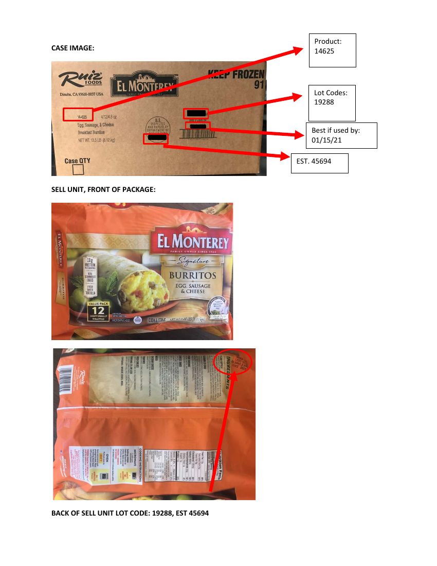 El Monterey Frozen Sausage Breakfast Burritos Recalled for Plastic Contamination