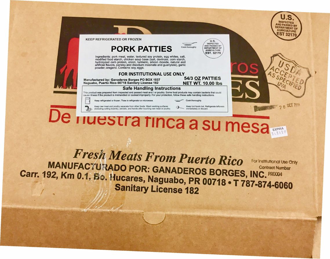 Ganaderos Borges Pork Patties Recalled for Possible Metal Contamination