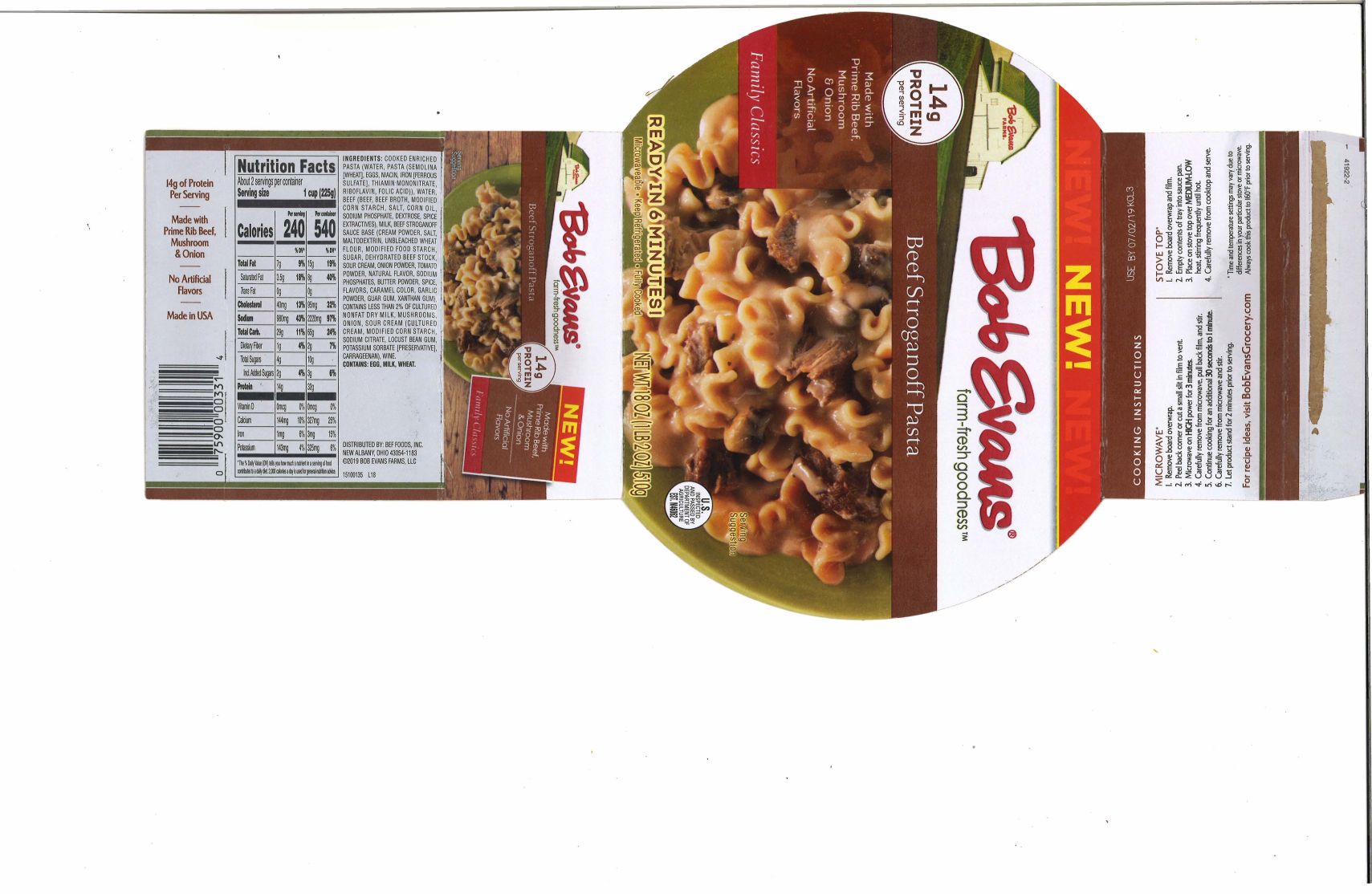 Bob Evans Beef Stroganoff Pasta Recalled for Lack of Inspection
