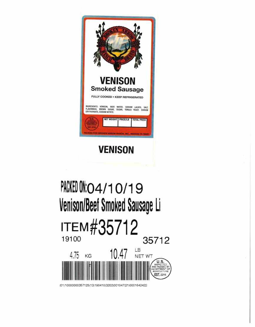 Broken Arrow Smoked Venison Sausage Recalled for Undeclared Pork