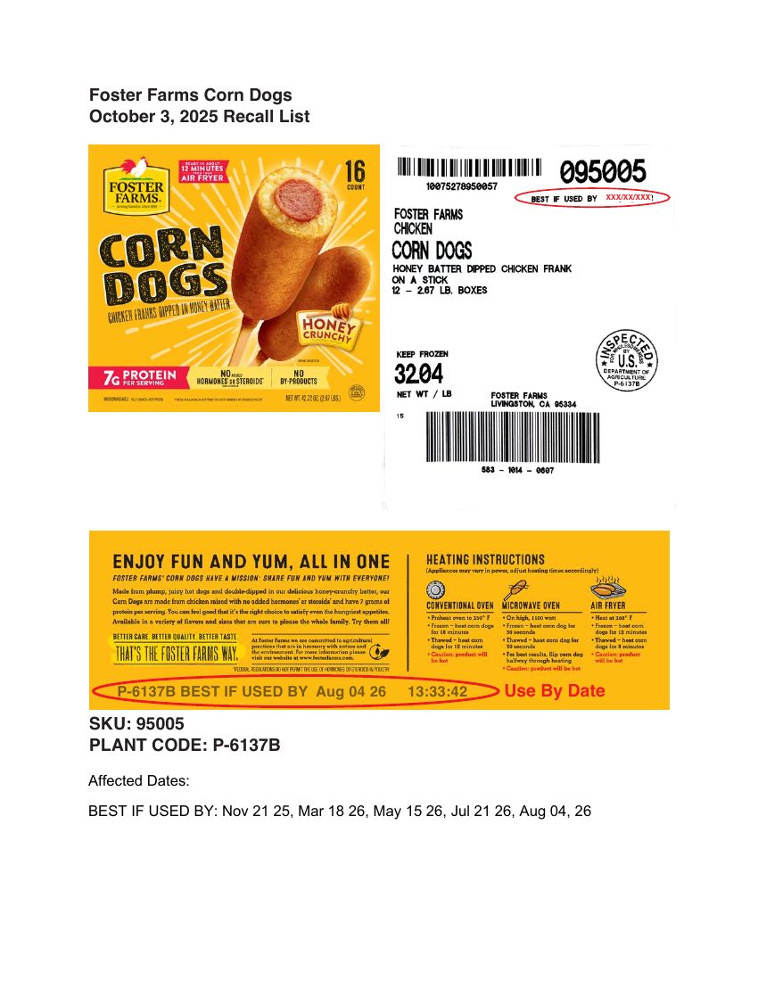 Foster Farms Corn Dogs and Pancake Wraps Recalled for Wood Fragments