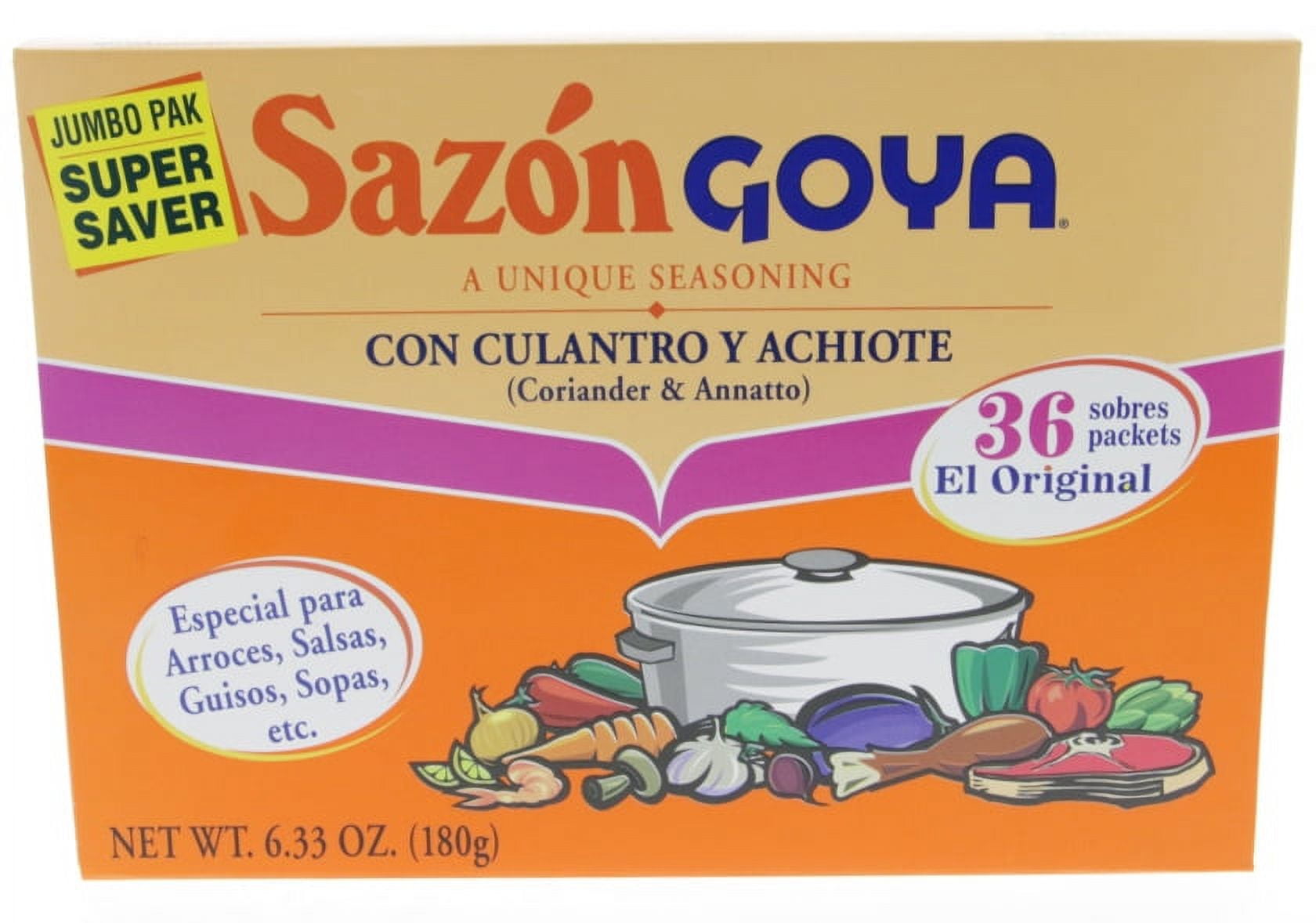 (10 pack) GOYA Sazon with Coriander and Annatto Seasoning Mix, 36 Packets, 6.33 oz Box