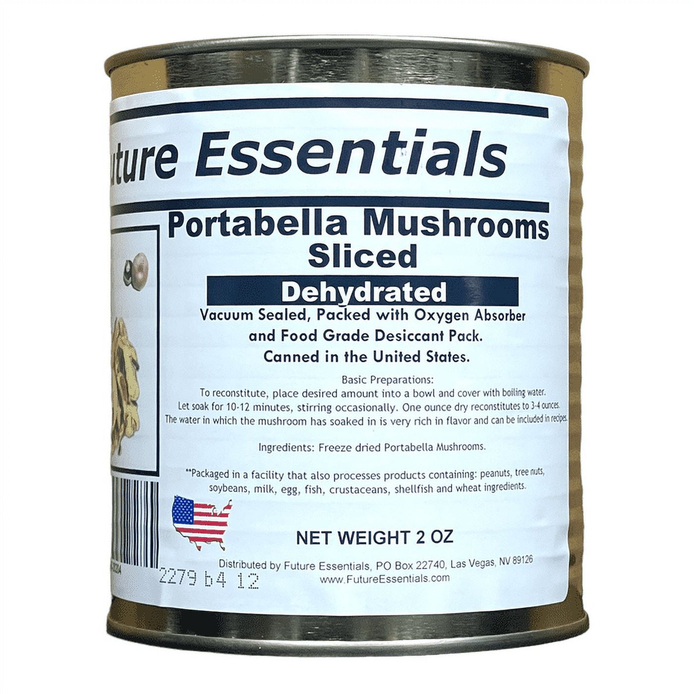 12 Cans Pack- Future Essentials Freeze Dried Long Shelf Life Emergency Food Portabella Mushrooms #2.5/2oz/Can