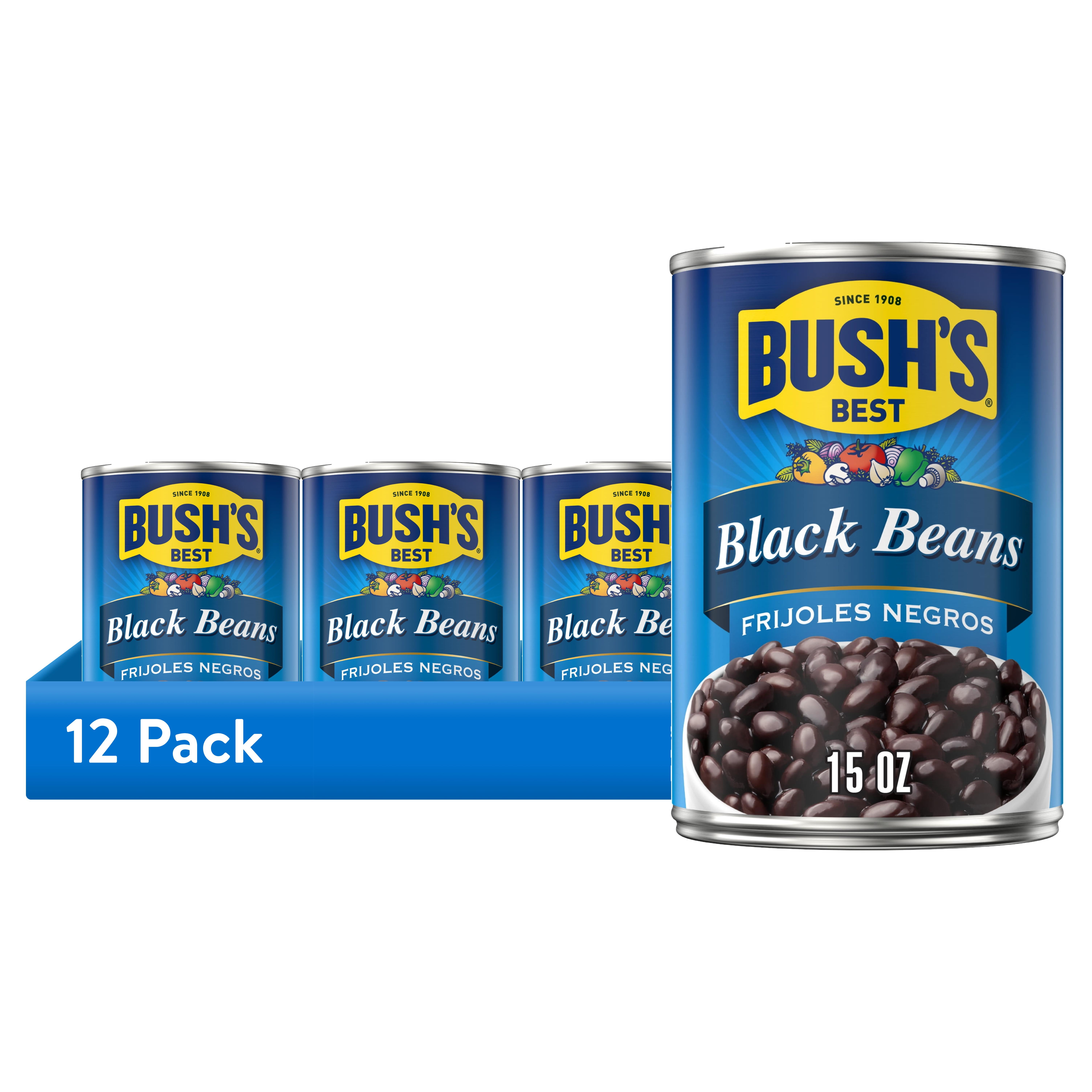 (12 pack) Bush's Black Beans, Canned Beans, 15 oz