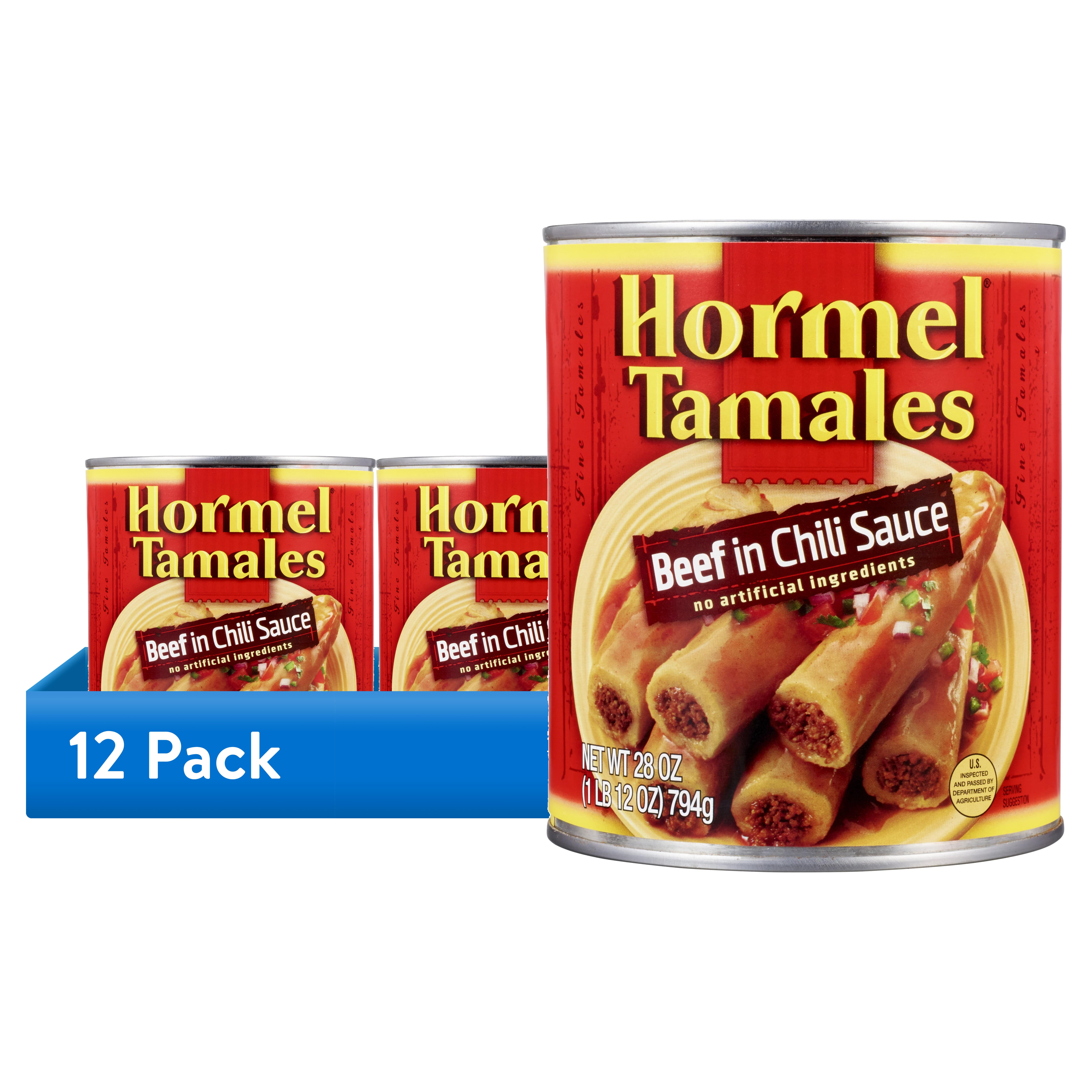 (12 pack) HORMEL Beef Tamales in Chili Sauce, Shelf Stable, 28 oz Steel Can - Available at Good Kitchen Market on StoresGo