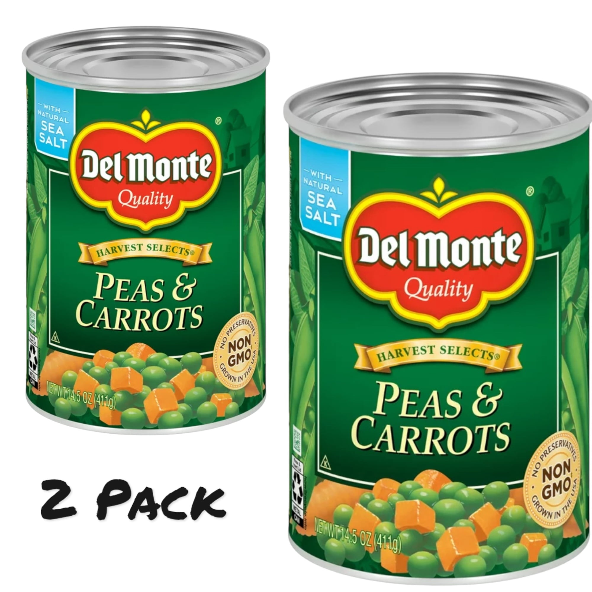 ( 2 Pack ) Del Monte Peas & Carrots, Canned Vegetables, 14.5 oz Can