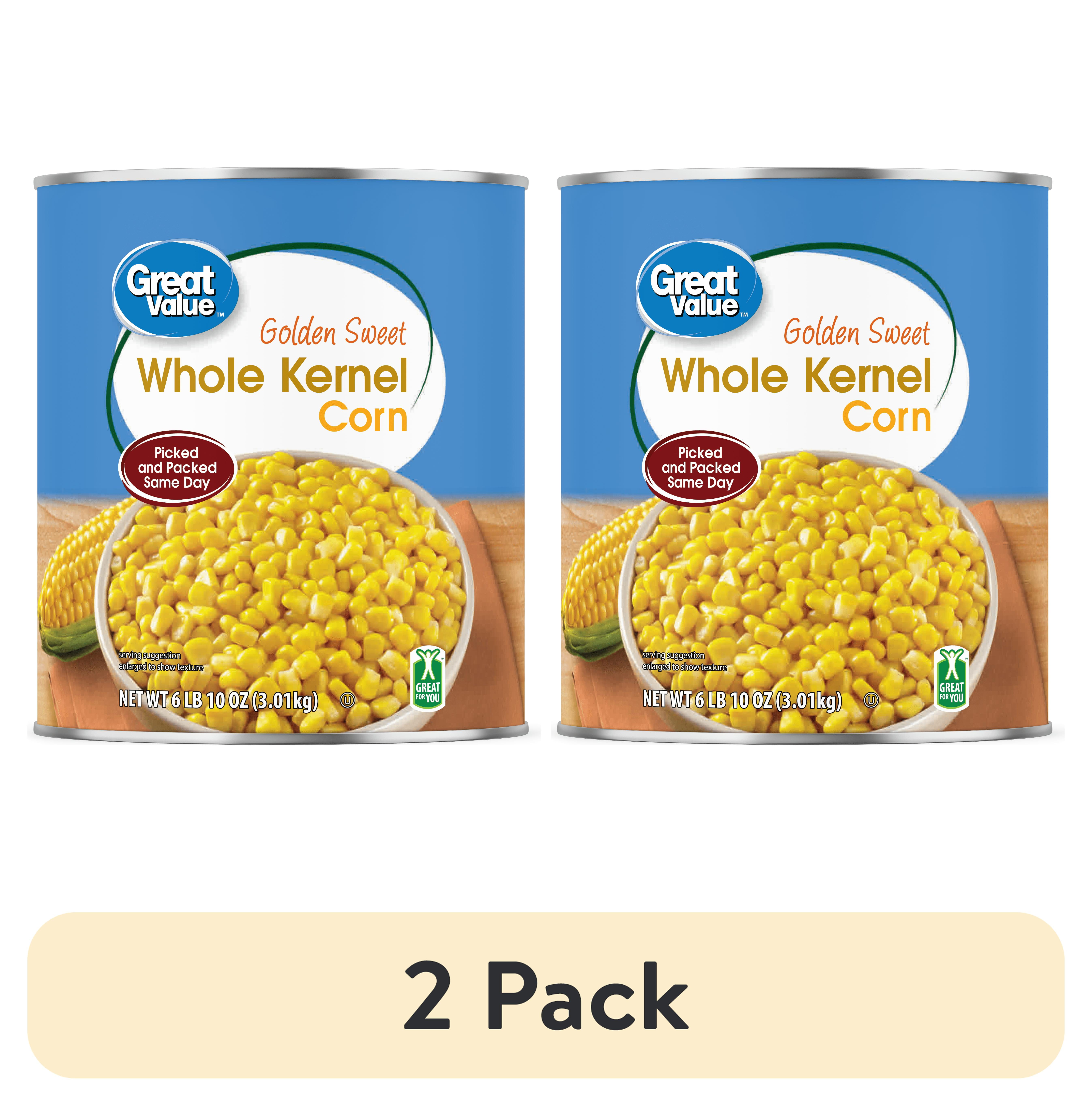 (2 pack) Great Value, Golden Sweet Whole Kernel Corn, 106 oz