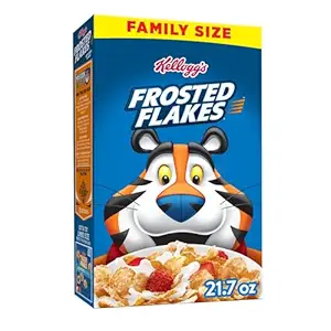 2 Pack Kellogg's Frosted Flakes Breakfast Cereal, Kids Cereal, Family Breakfast, Family Size, Original, 21.7oz Box (1 Box)