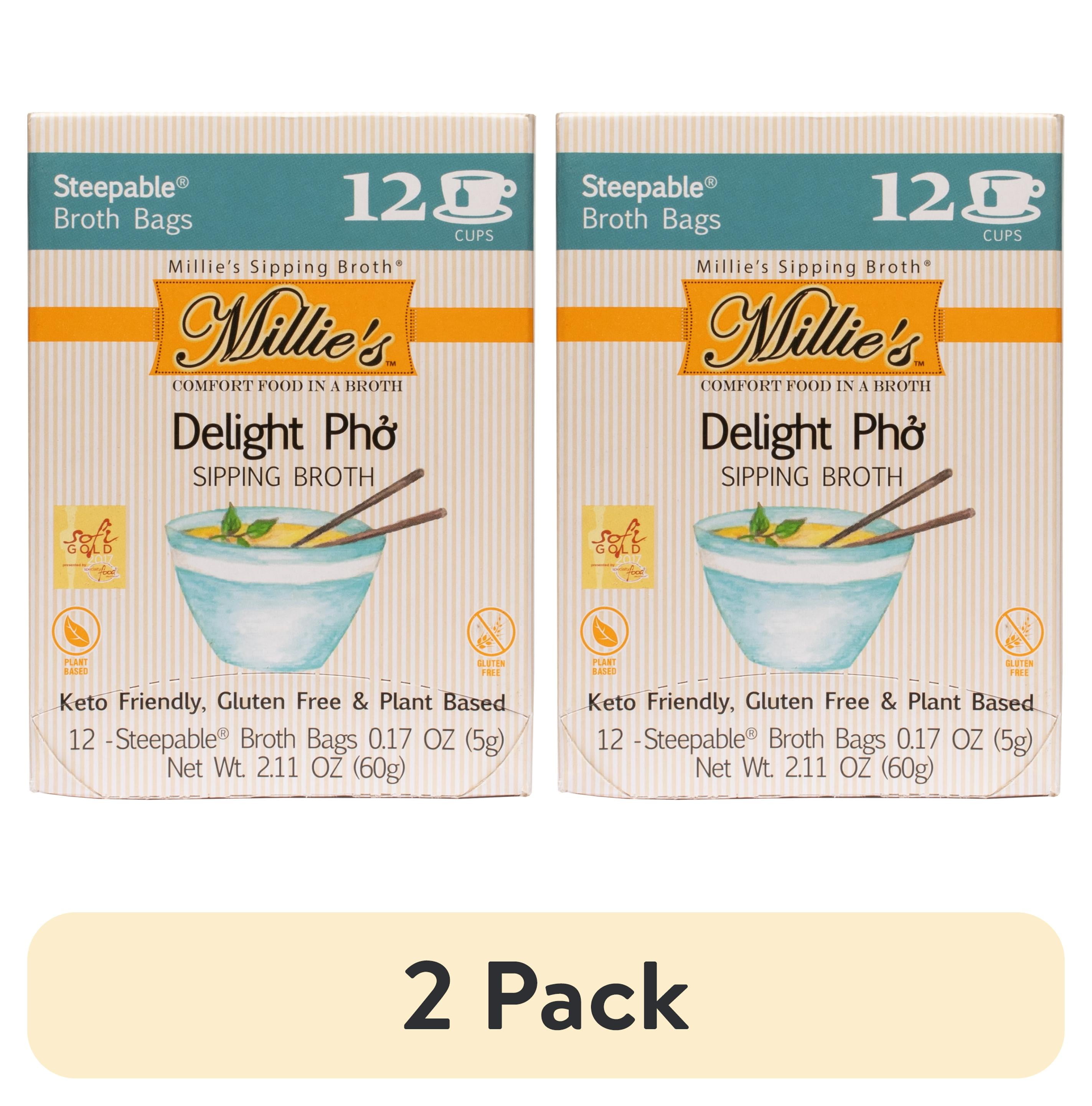 (2 pack) Millie's Sipping Steepable Broth Bags, Delight Pho, 12pk