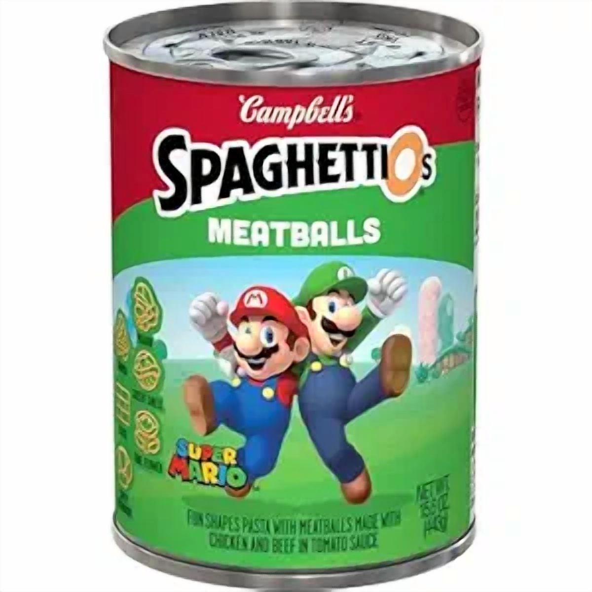 2-Pack SpaghettiOs Super Mario Bros Canned Pasta with Meatballs, 15.6 oz Can
