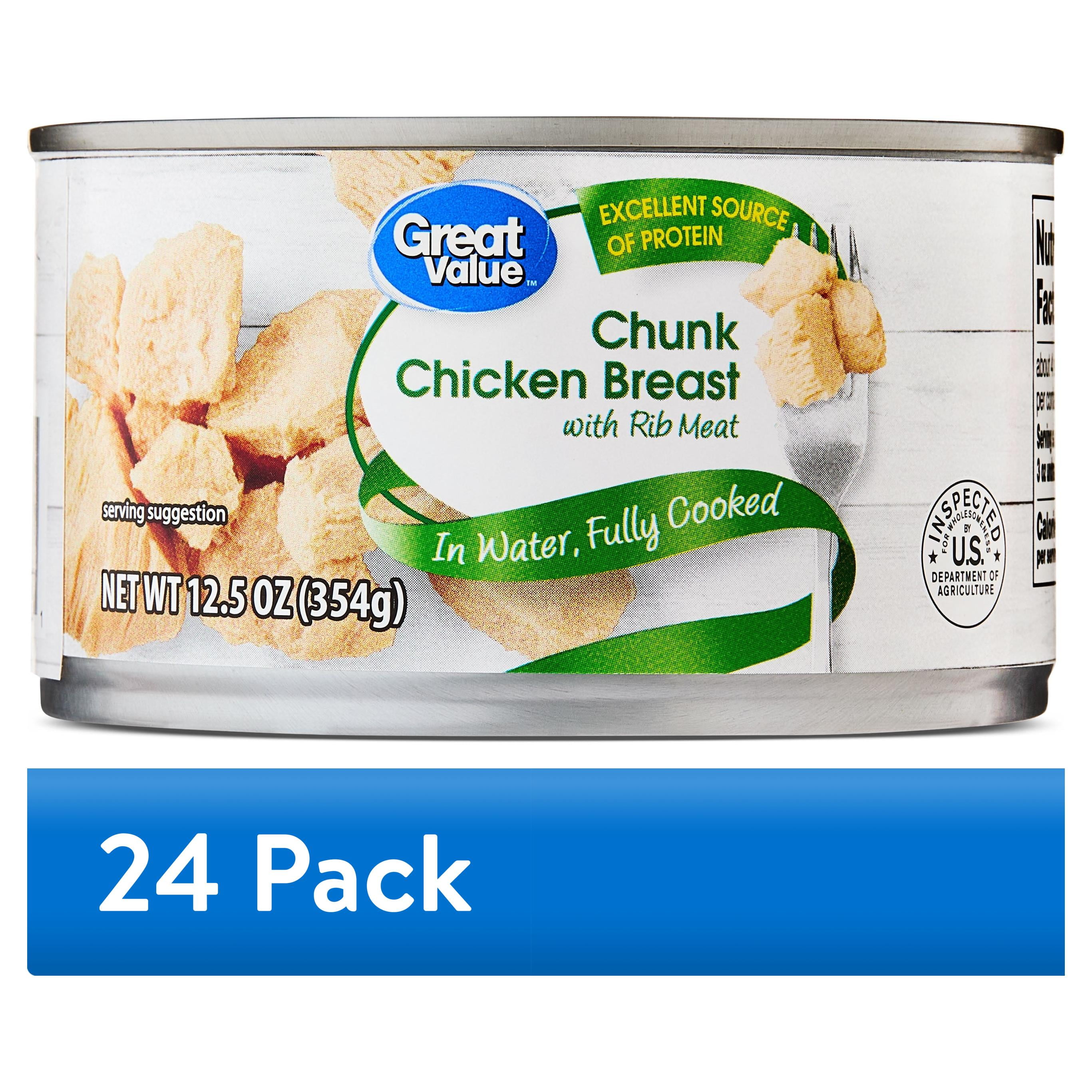 (24 pack) Great Value Chunk Chicken in Water, 12.5 oz