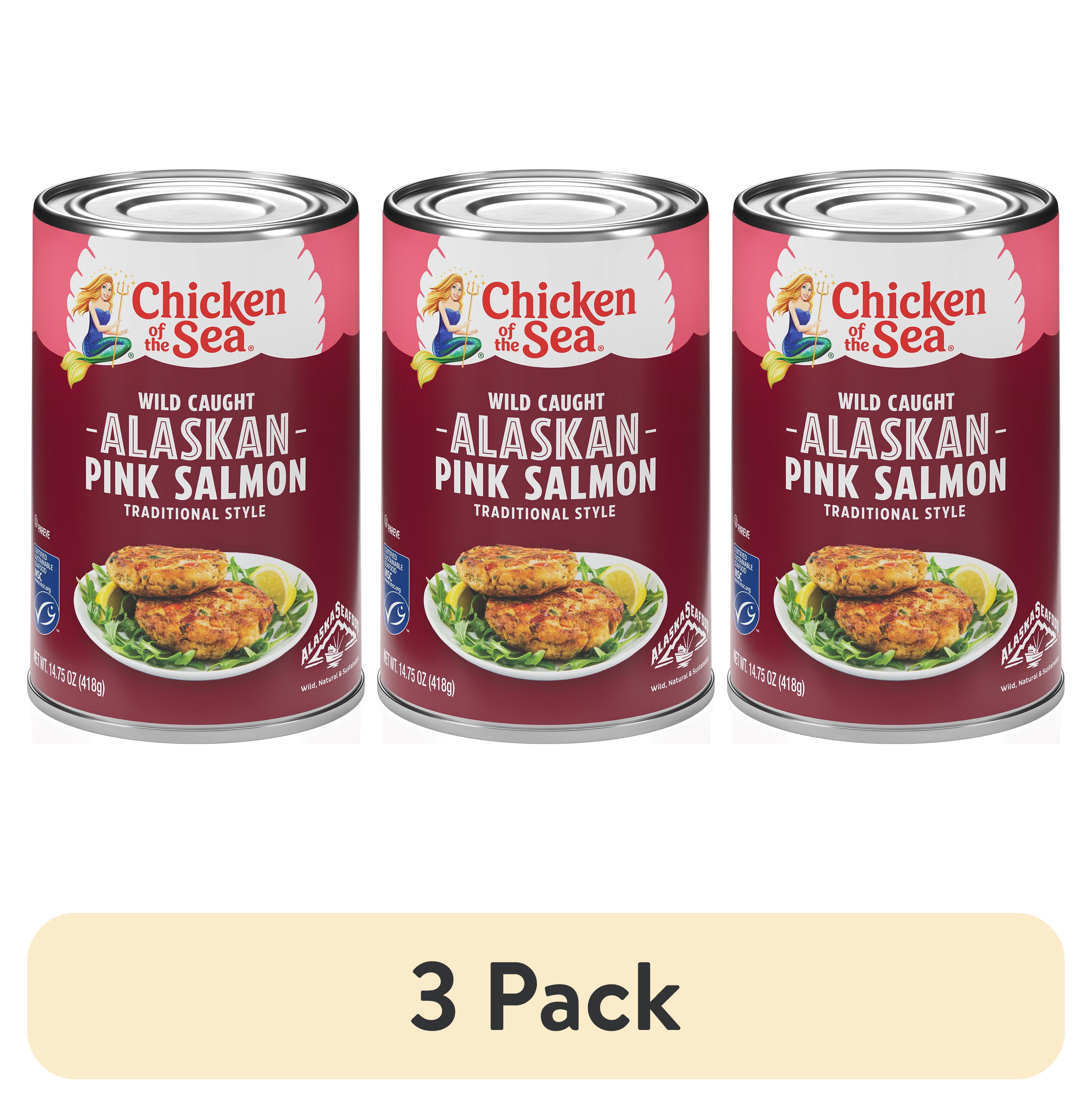 (3 pack) Chicken of the Sea Wild Caught Alaskan Pink Salmon, Traditional Style 14.75 oz