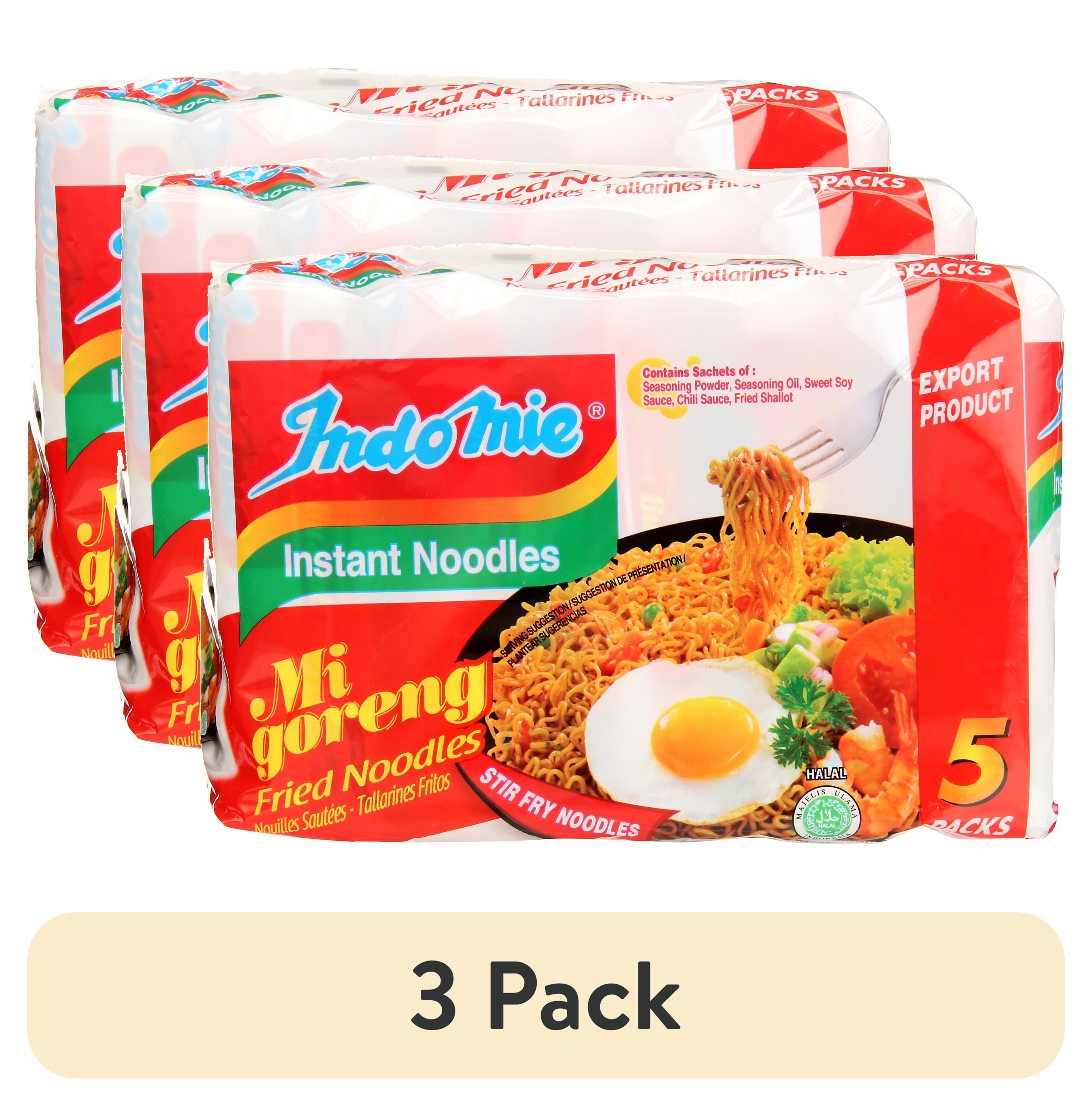 (3 pack) Indomie Halal-Certified, Original Flavor Mi Goreng Instant Stir Fry Noodles, 15 oz, 5 Pack Bag