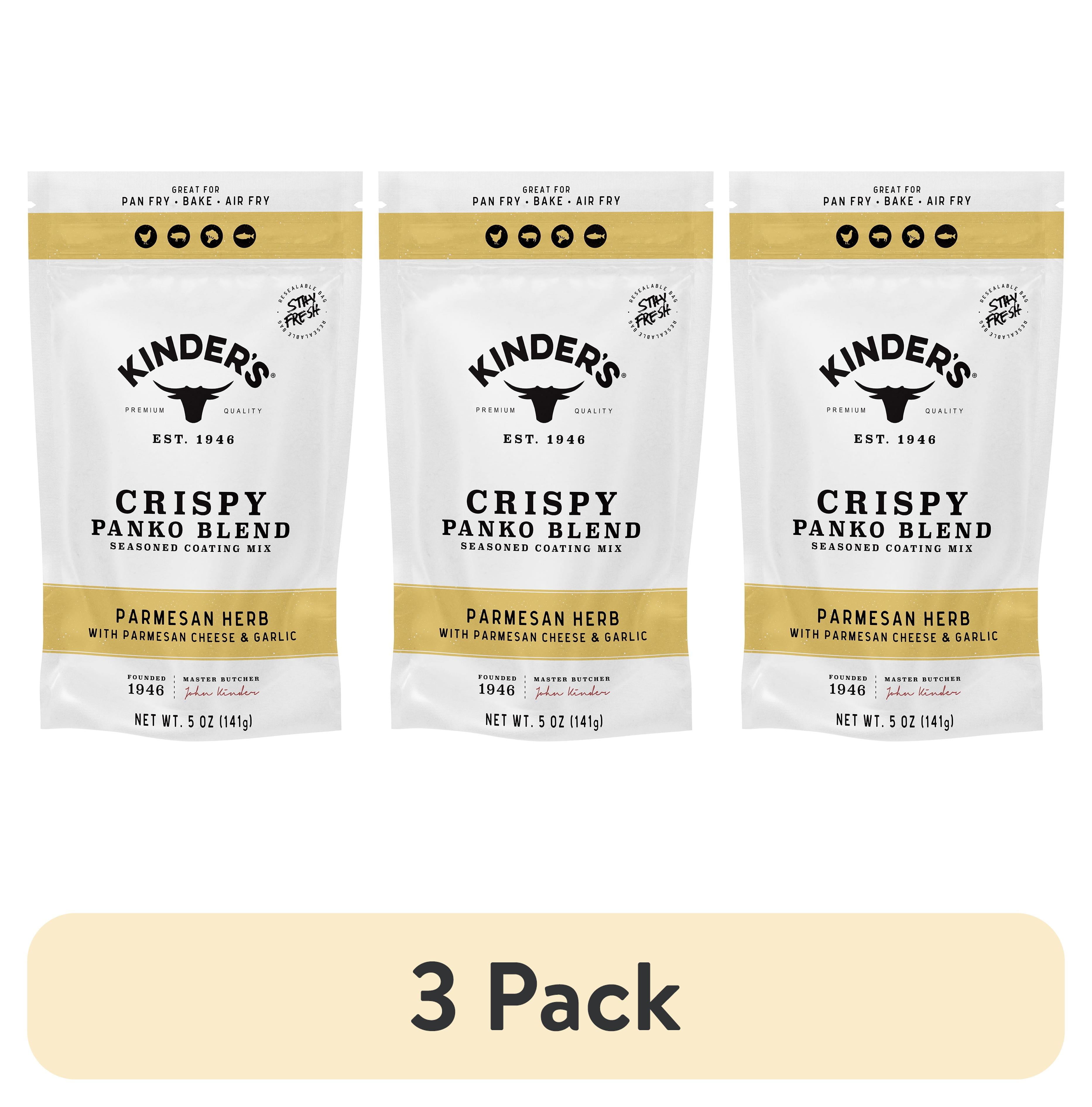 (3 pack) Kinder's Parmesan Herb Seasoned Panko Bread Crumb Coating Mix, 5 oz