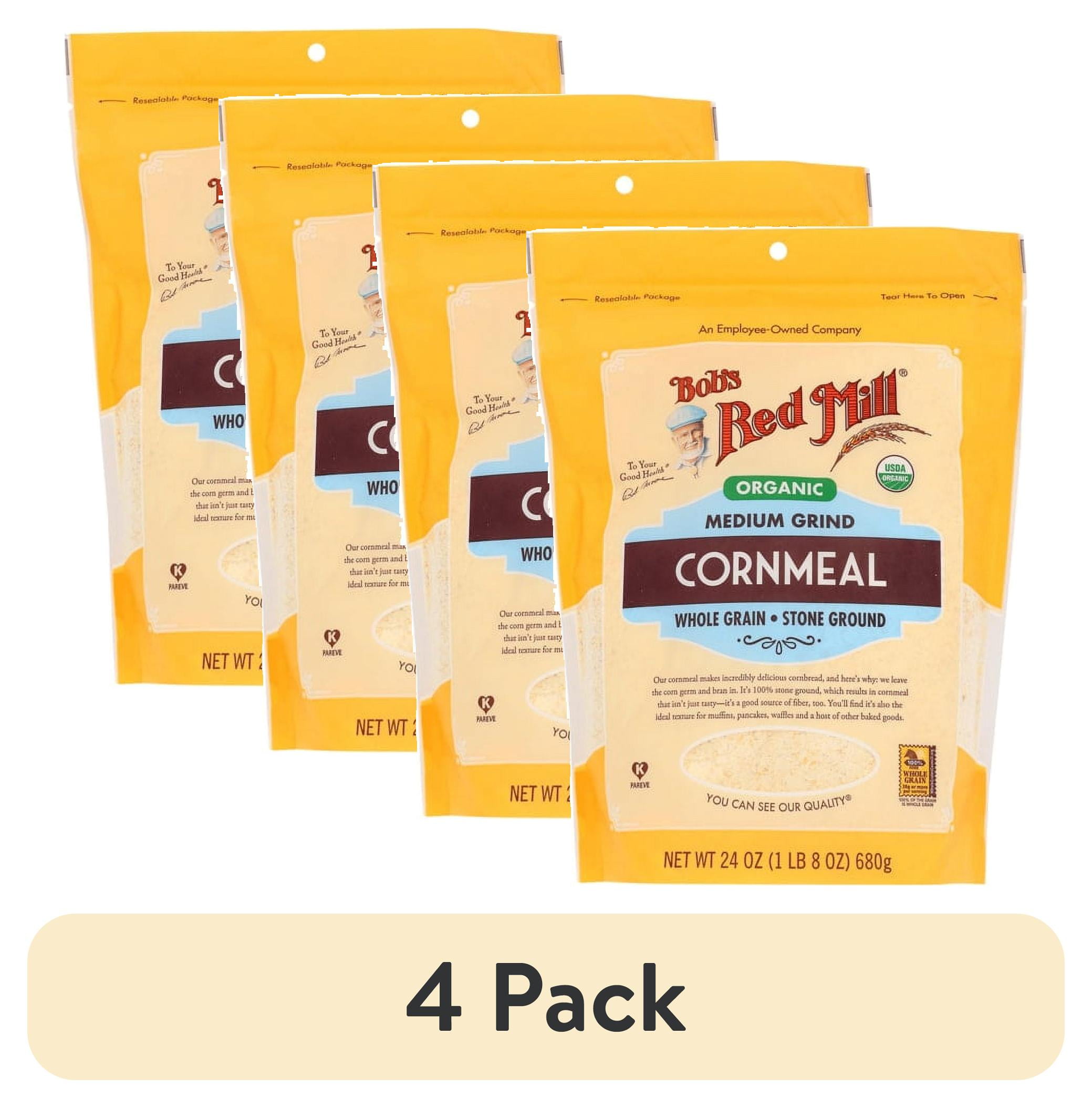 (4 pack) Bob's Red Mill Organic Medium Grind Cornmeal 24 oz Pkg