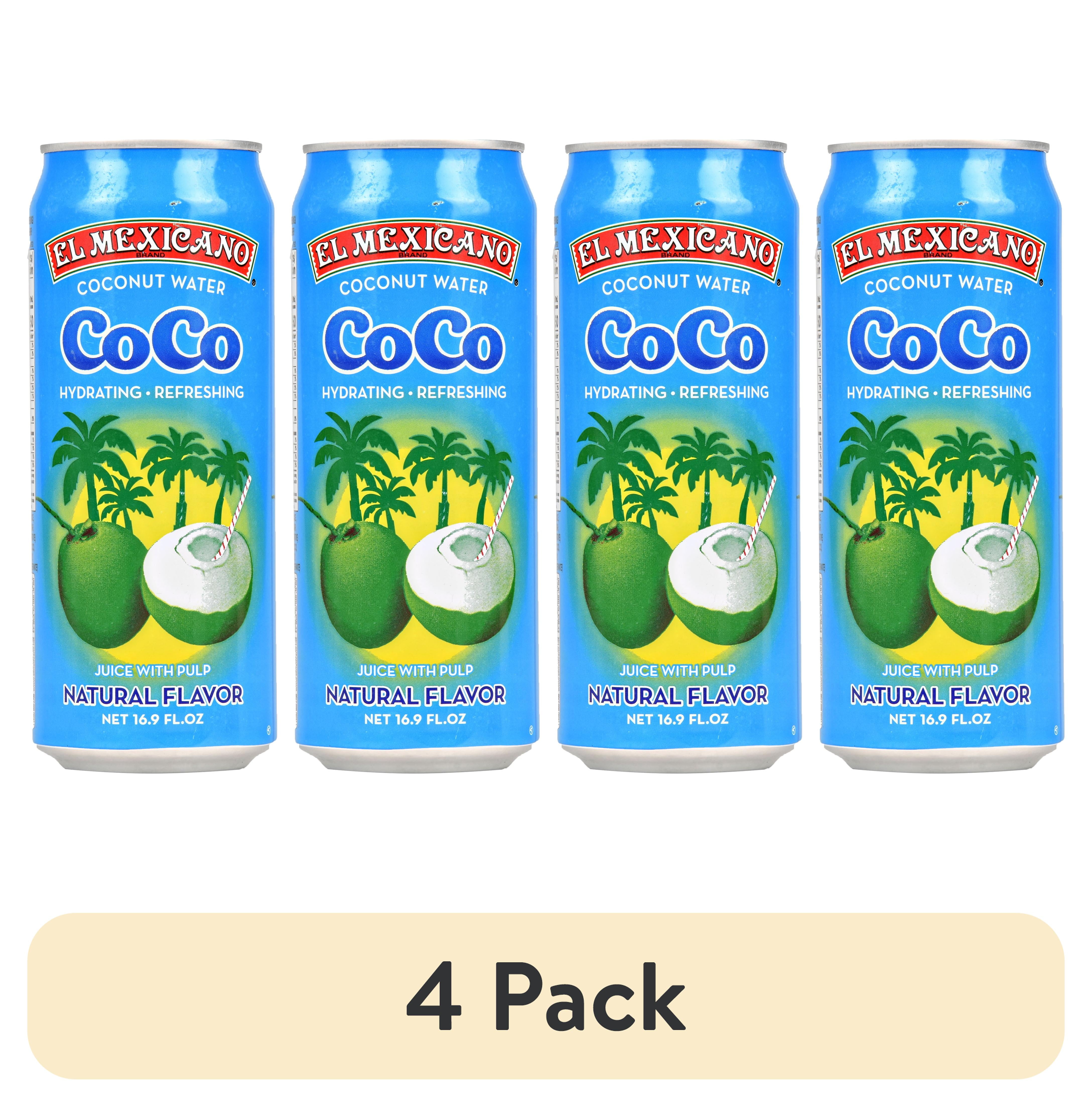 (4 pack) El Mexicano Coconut Water, Juice With Pulp, 16.9 oz