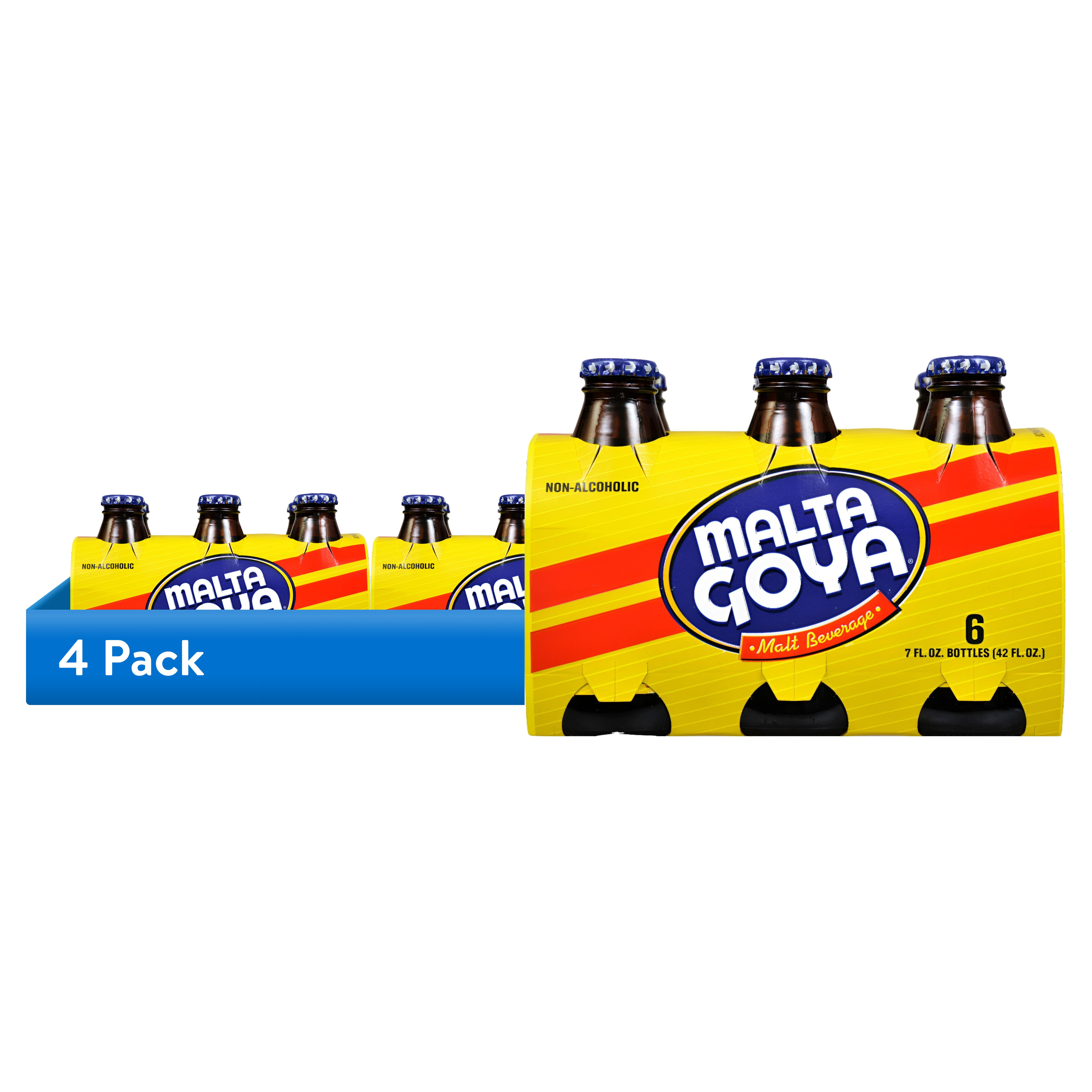 (4 pack) GOYA Malta Malt Beverage, 7 fl oz, 6 Count Glass Non-Alcoholic Soft Drink