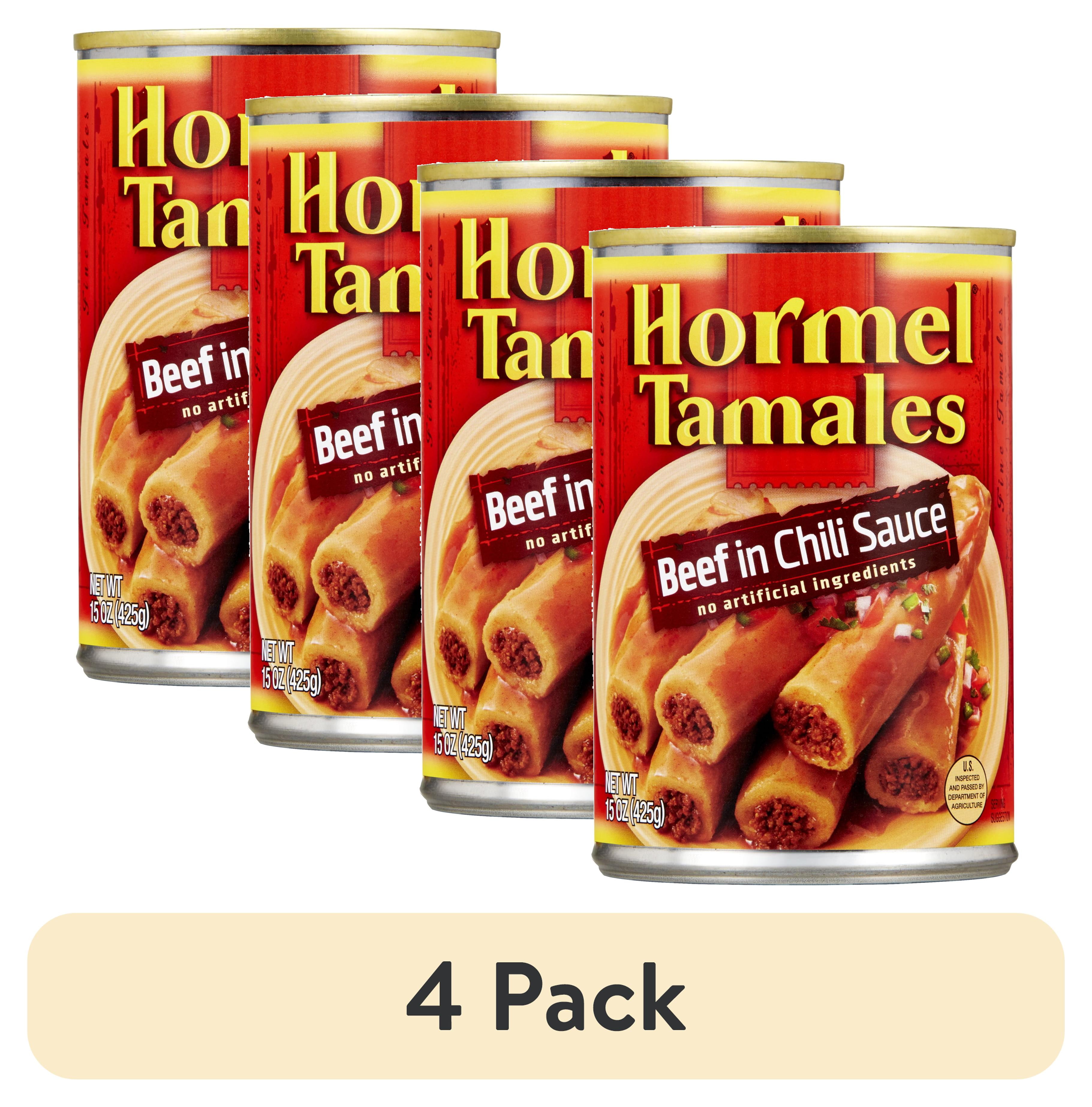 (4 pack) HORMEL Beef Tamales in Chili Sauce, Shelf-Stable, 15 oz Steel Can - Available at Good Kitchen Market on StoresGo
