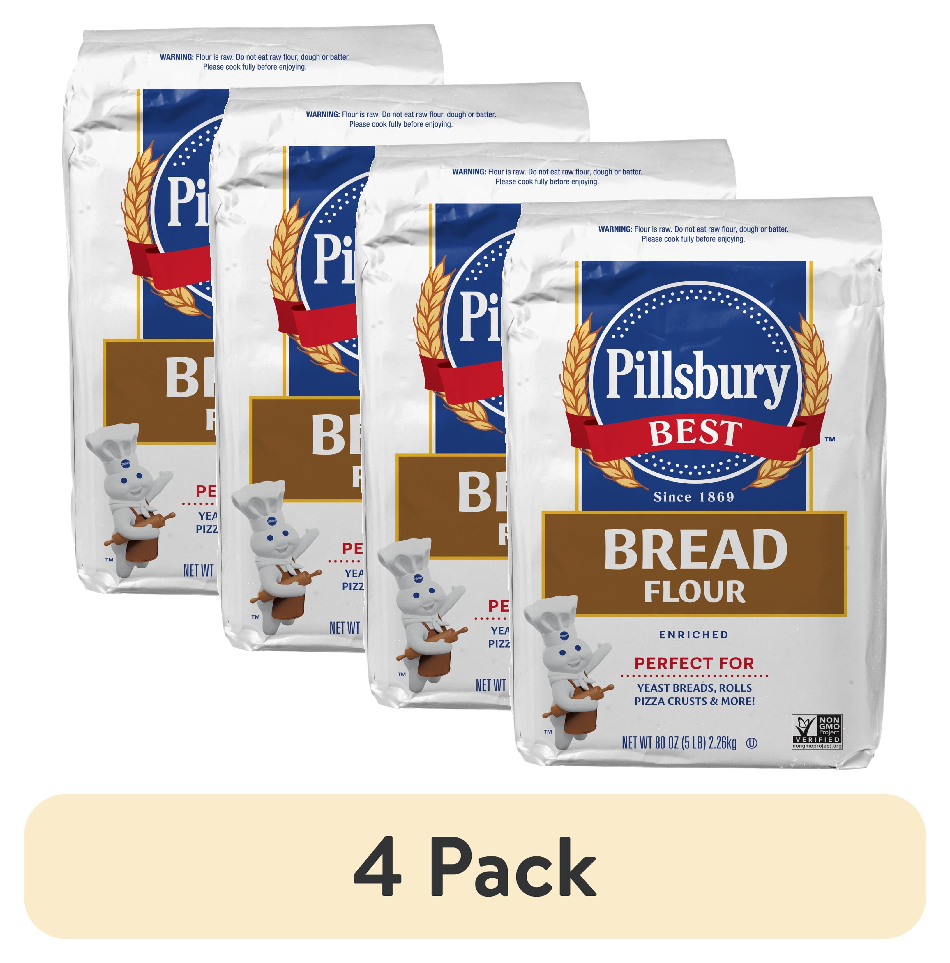(4 pack) Pillsbury Best Bread Flour, 5 Lb Bag