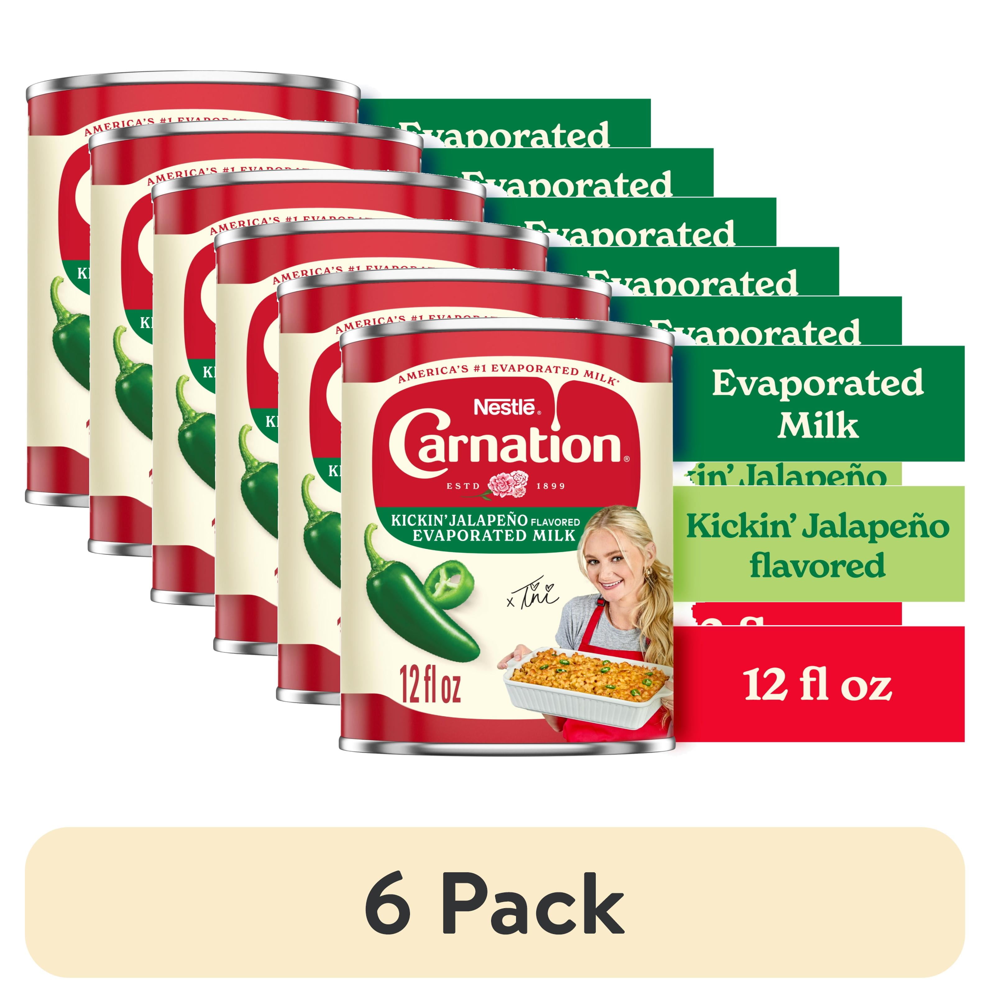 (6 pack) Nestle Carnation Kickin' Jalapeno Flavored Evaporated Milk for Macaroni and Cheese, Shelf Stable Milk, 12 oz