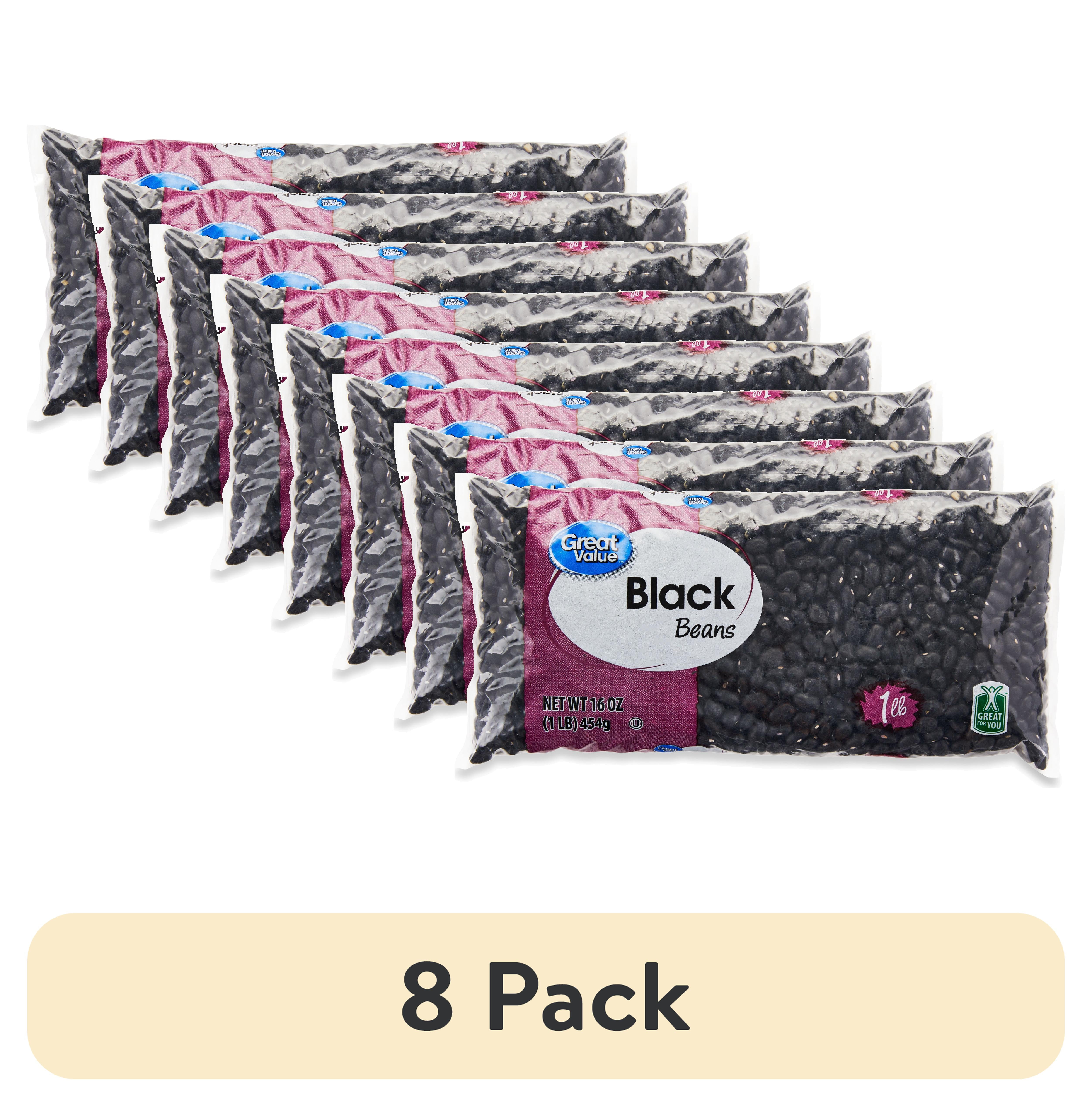 (8 pack) Great Value Black Beans, 1 lb