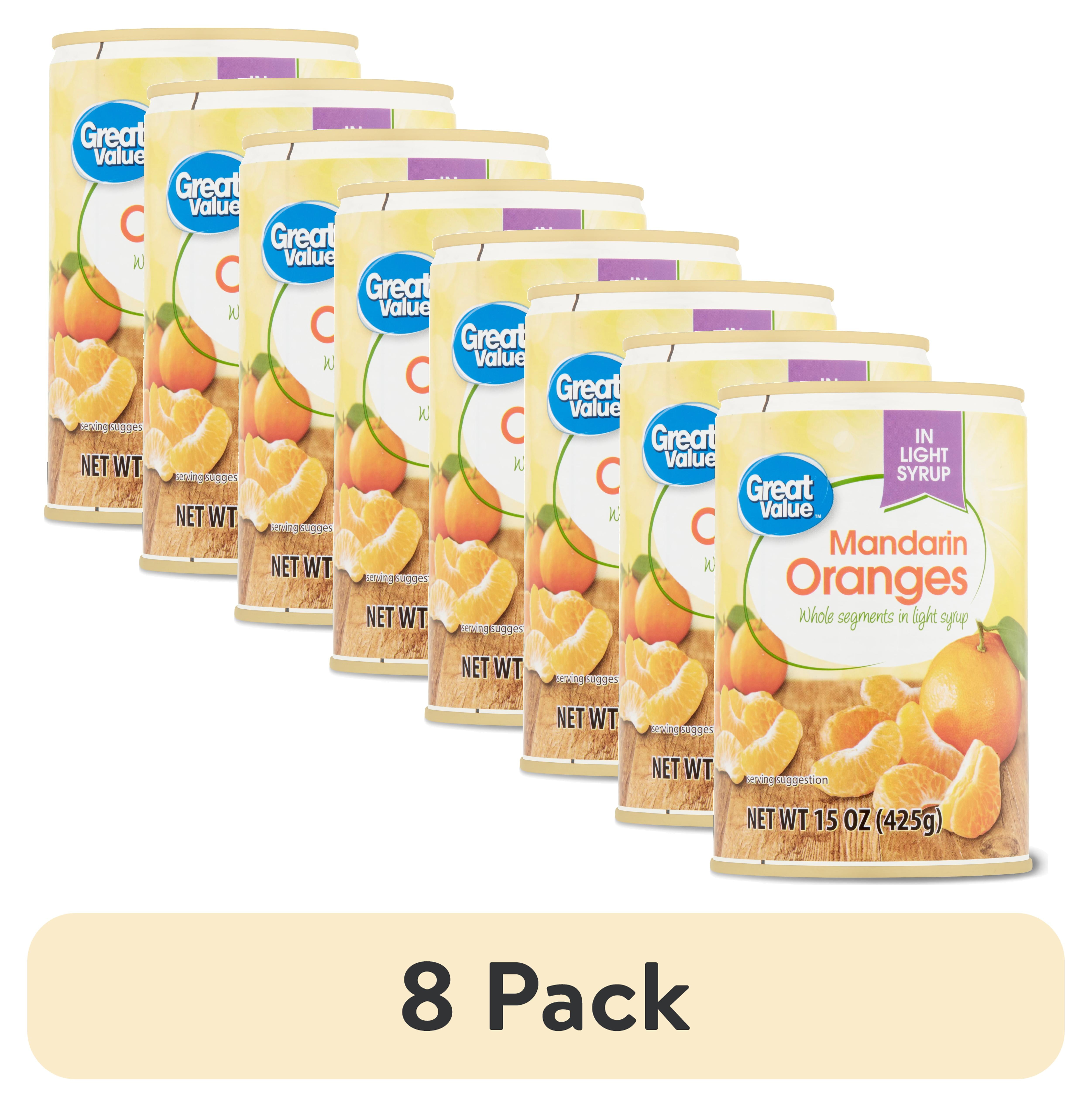 (8 pack) Great Value Mandarin Oranges in Light Syrup, 15 oz