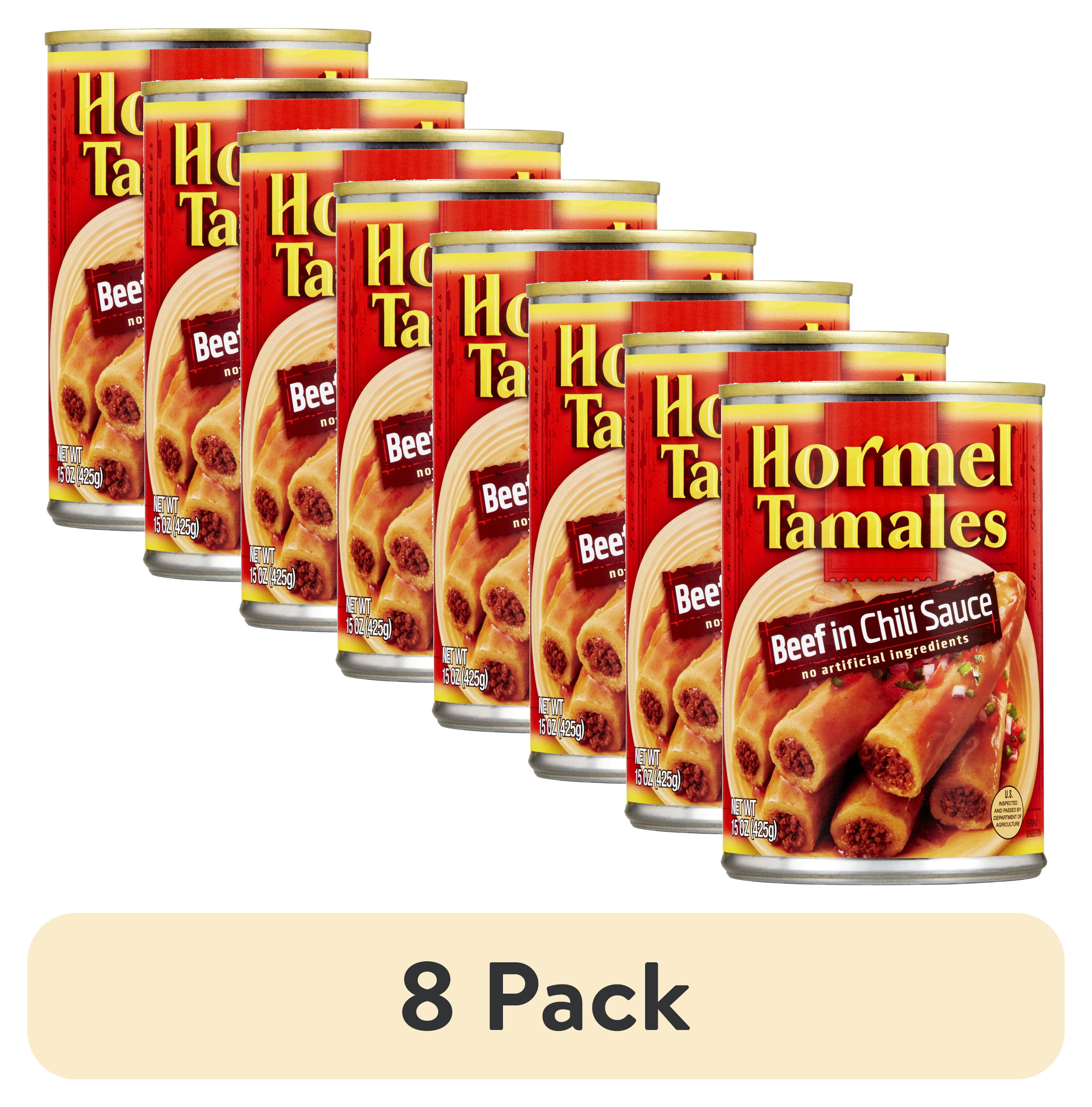 (8 pack) HORMEL Beef Tamales in Chili Sauce, Shelf-Stable, 15 oz Steel Can