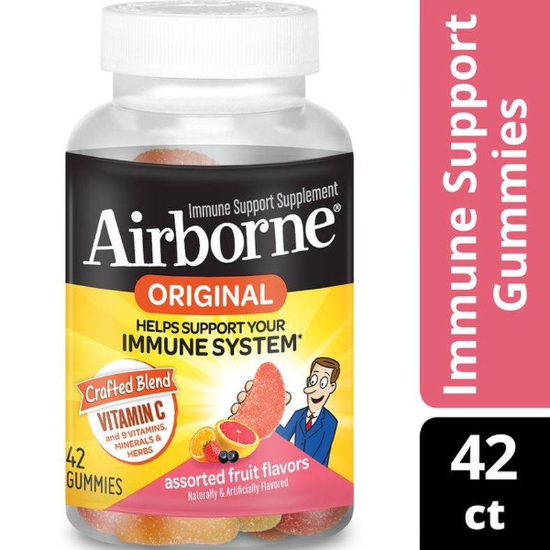 Airborne Assorted Fruit Flavored Gummies - 750mg of Vitamin C and Minerals & Herbs Immune Support