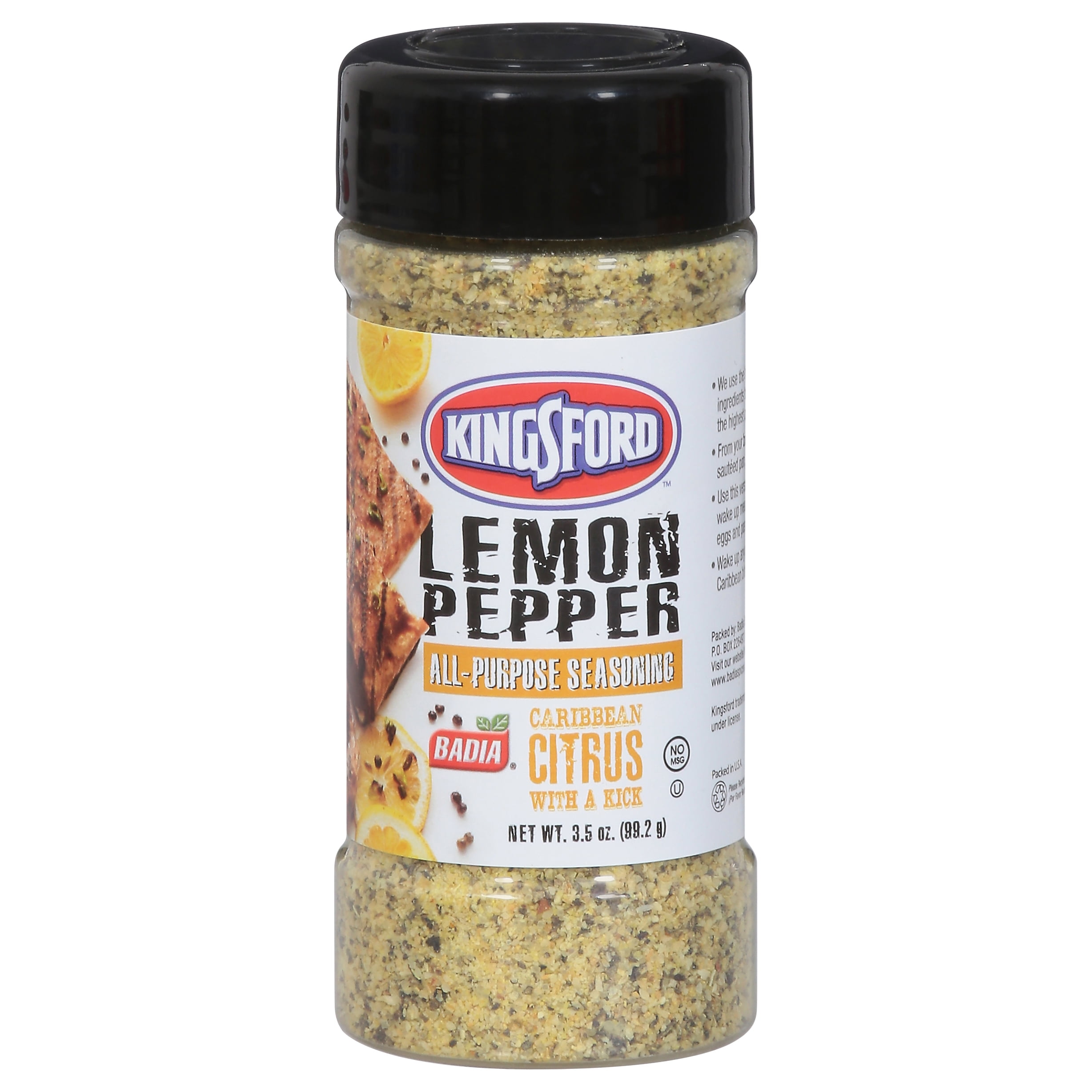 Badia Spices Kingsford Lemon Pepper All-Purpose Seasoning Caribbean Citrus with a Kick 3.5 oz