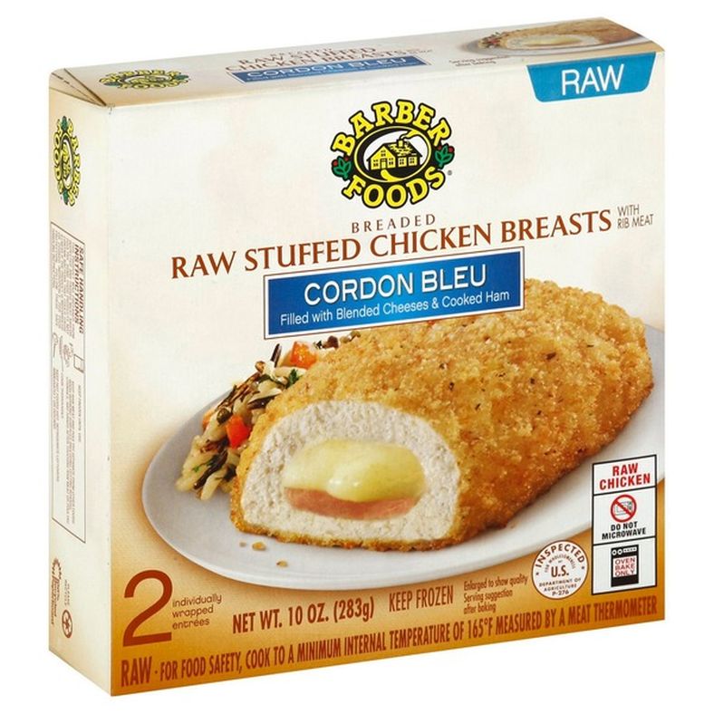 Barber Foods Breaded Raw Stuffed Chicken Breasts Cordon Blue - 2Ct