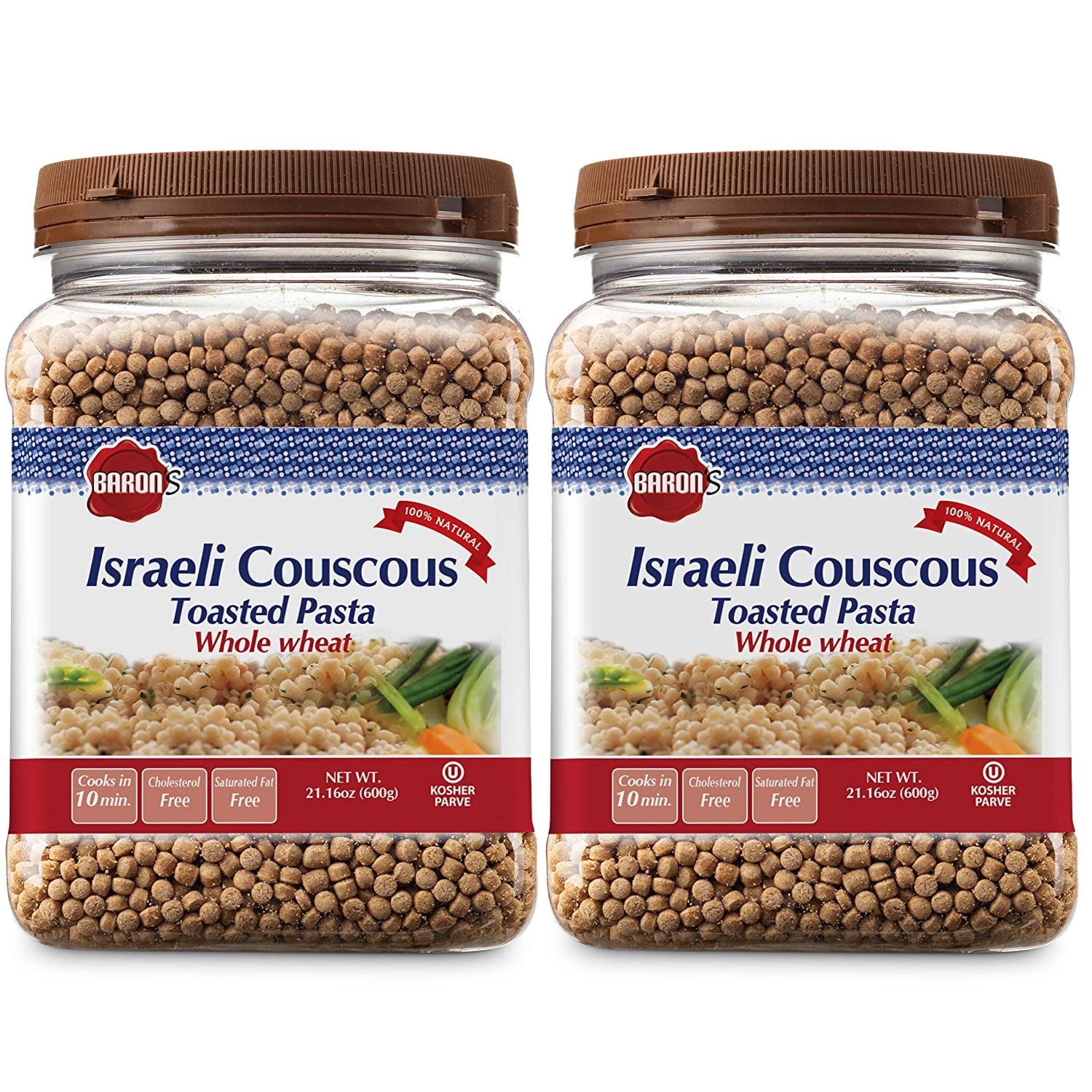 Baron's Israeli Couscous Toasted Whole Wheat Pasta 21.16oz Jars (2 Pack)