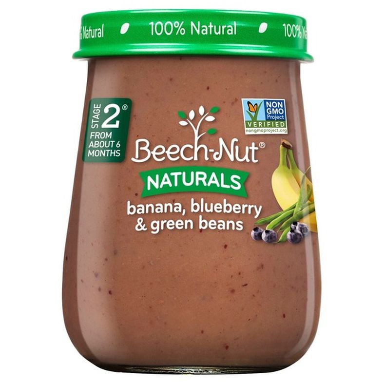 Beech-Nut Naturals Stage 2 Baby Food, Banana Blueberries & Green Beans, 4 oz Jar