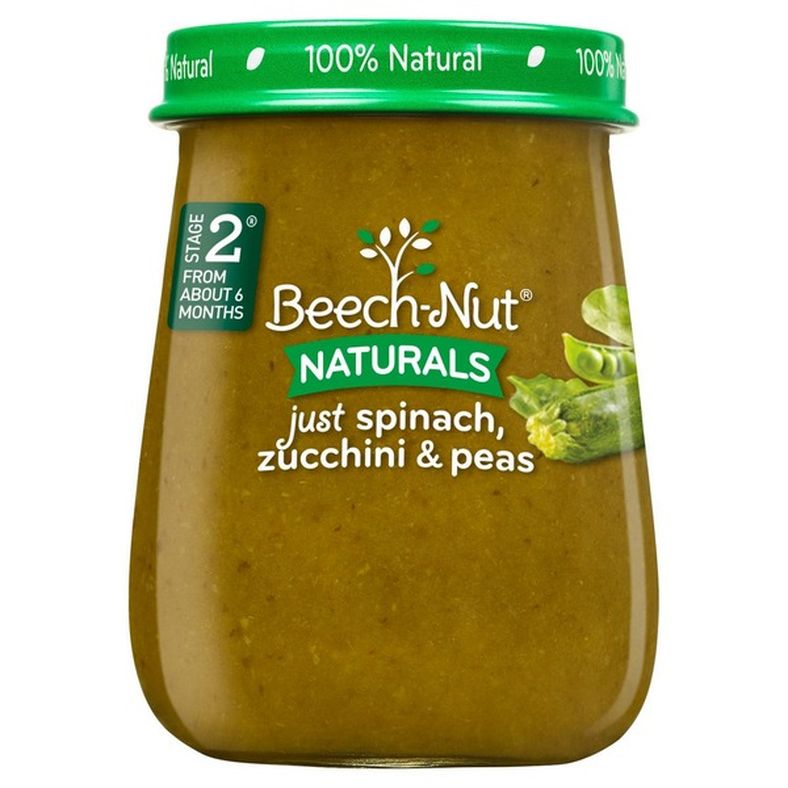 Beech-Nut Naturals Stage 2 Baby Food, Spinach Zucchini & Peas, 4 oz Jar
