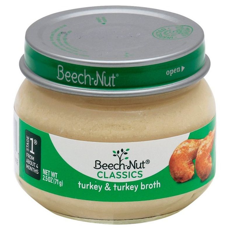 Beech-Nut Stage 1 Baby Food, Turkey & Turkey Broth, 2.5 oz Jar