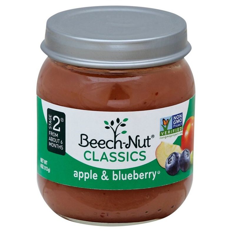 Beech-Nut Stage 2 Baby Food, Apple & Blueberries, 4 oz Jar