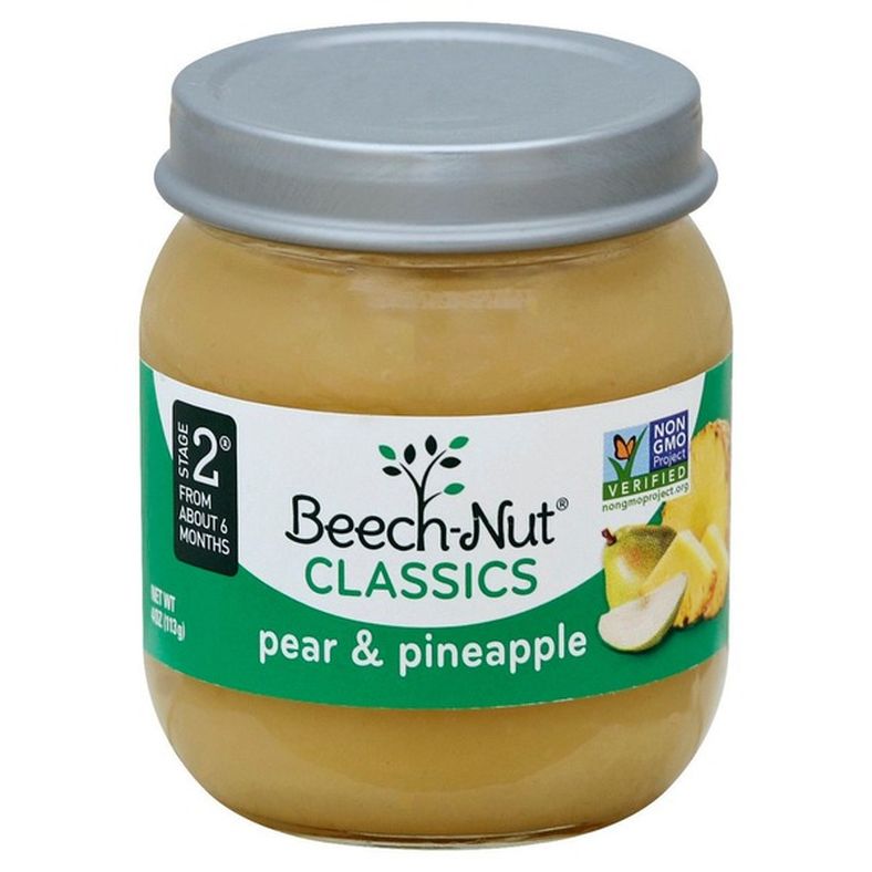 Beech-Nut Stage 2 Baby Food, Pear & Pineapple, 4 oz Jar