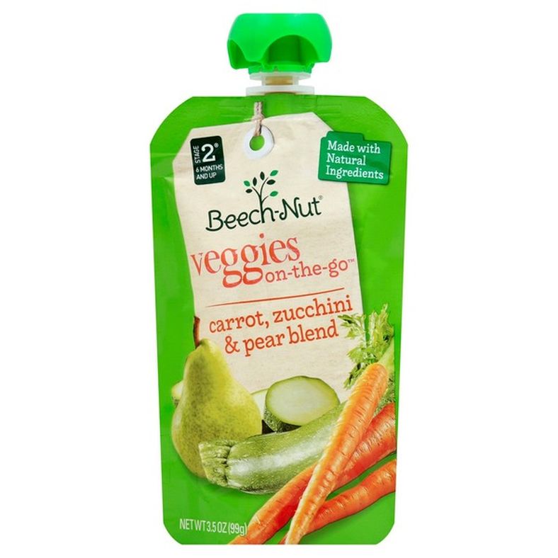Beech-Nut Veggies Stage 2 Baby Food, Carrot Zucchini & Pear, 3.5 oz Pouch