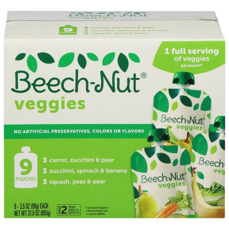 Beech-Nut Veggies Stage 2 Baby Food Variety Pack, 3.5 oz Pouch (9 Pack)