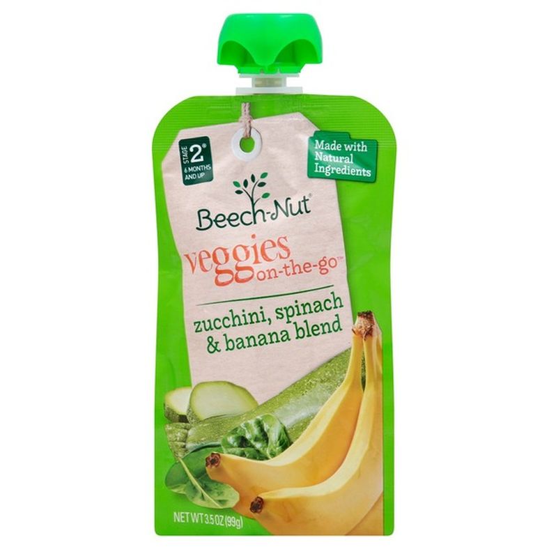 Beech-Nut Veggies Stage 2 Baby Food, Zucchini Spinach & Banana, 3.5 oz Pouch