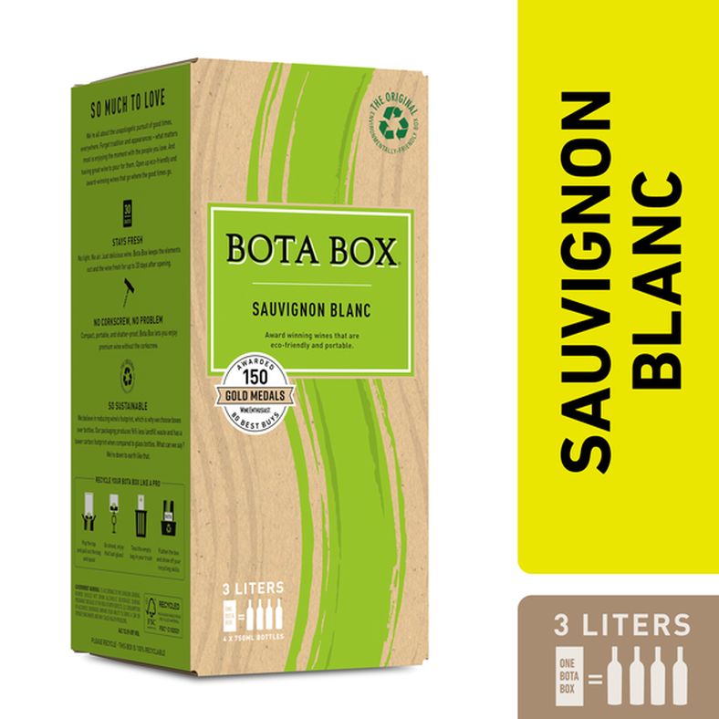 Bota Box Sauvignon Blanc White Wine, 3L (Equals 4 x 750mL Glass Bottles), 12.5% ABV