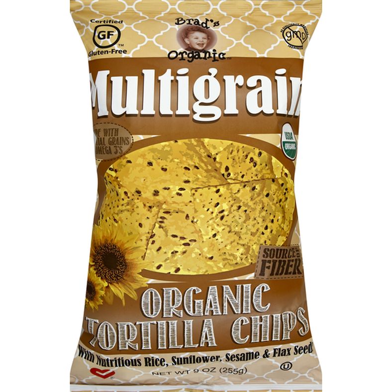 Brads Organic Tortilla Chips, Organic, Multigrain