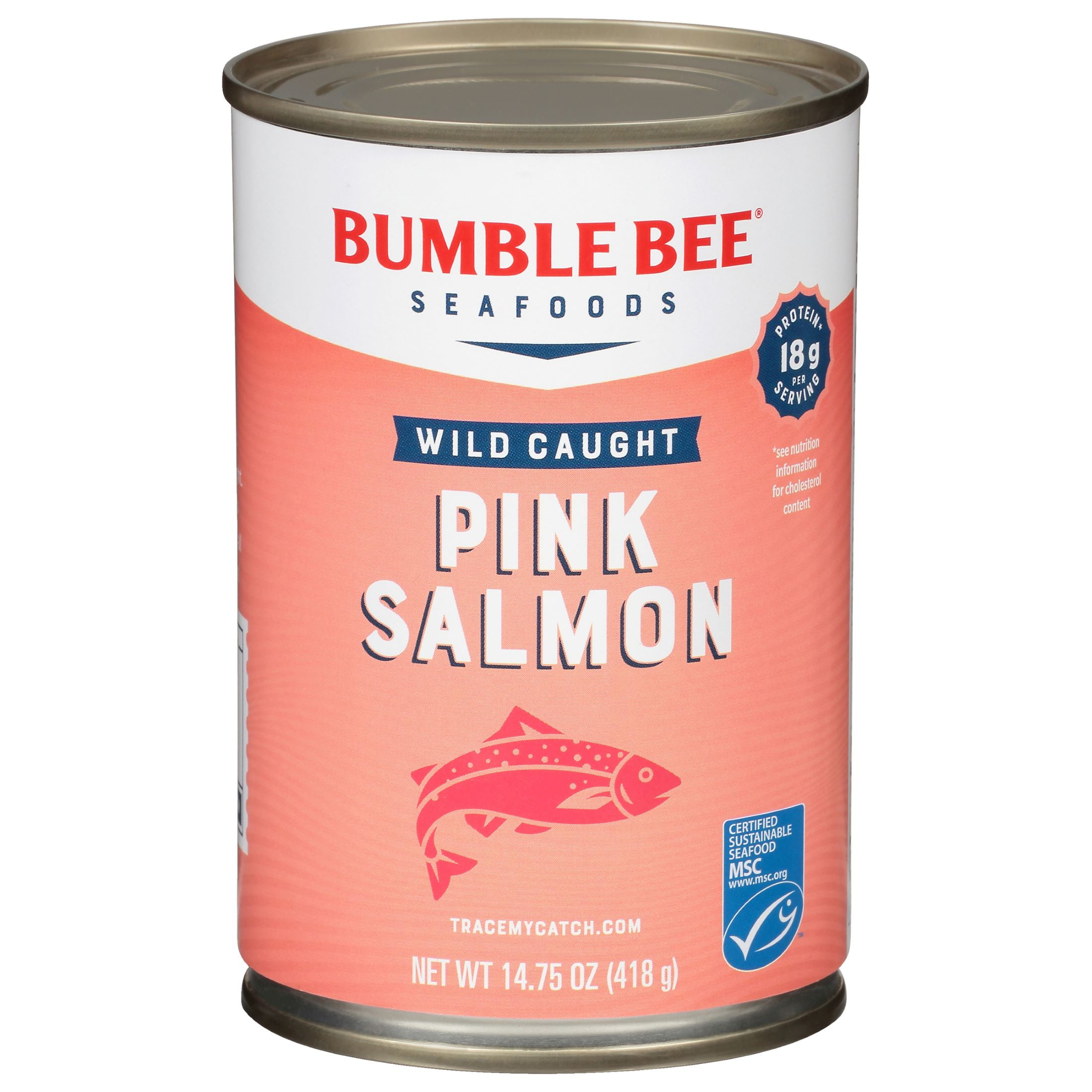 Bumble Bee Pink Salmon, Wild Caught, Gluten Free, 18g Protein per Serving, Ready to Eat, Shelf Stable Can, 14.75oz