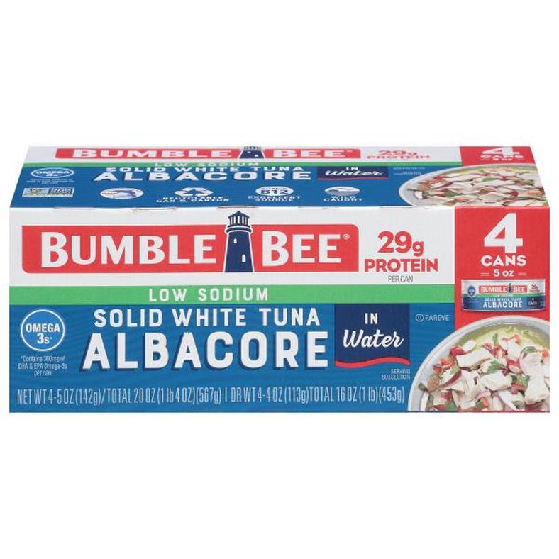 Bumble Bee Tuna, in Water, Low Sodium, Solid White, Albacore