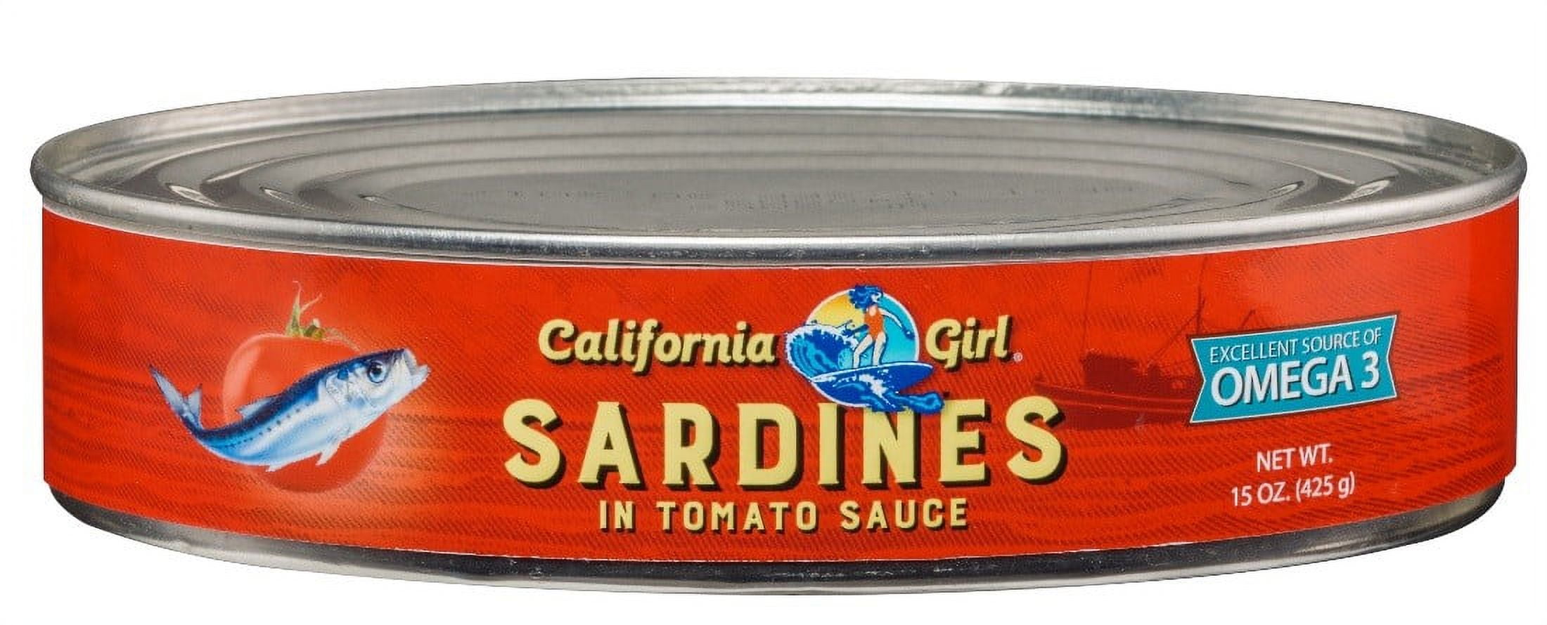 California Girl Sardines, In Tomato Sauce, 15 Oz