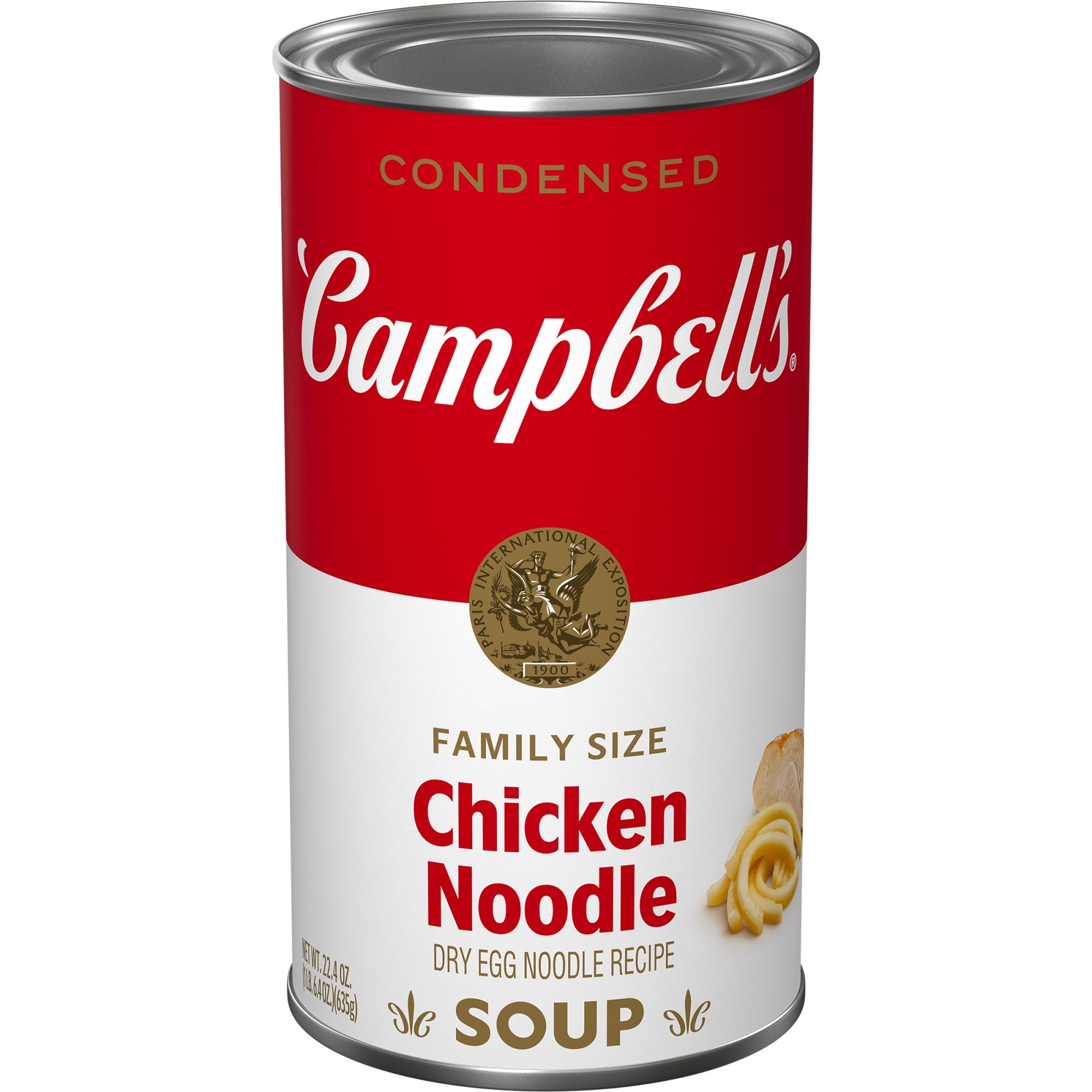Campbells Condensed Chicken Noodle Soup Dry Egg Noodle Recipe, 22.4 oz Family Size Can