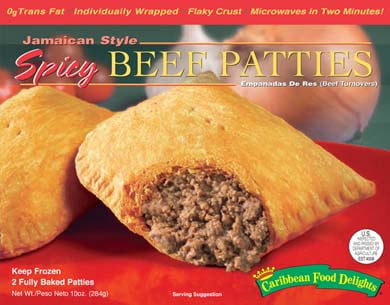 Caribbean Food Delights-Jamaican Style Spicy Beef Patties-10 oz., 2 - 5 oz. Individually Wrapped Frozen Patties
