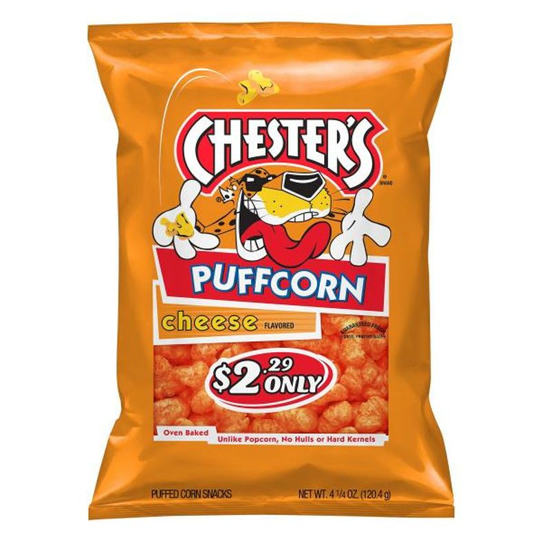 Chester'S Puffed Corn Snacks, Cheese Flavored